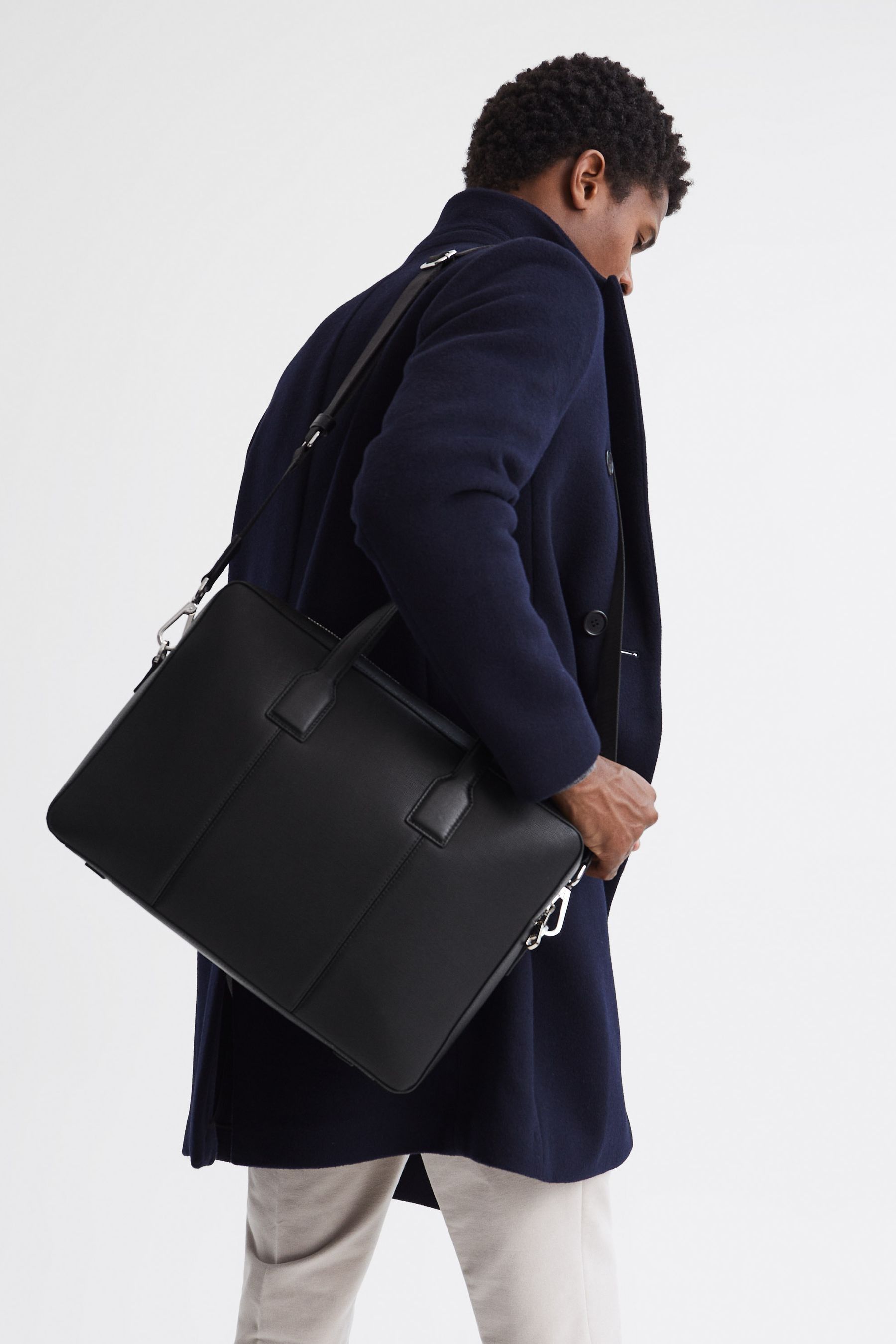 Buy Reiss Black Dominik Leather Briefcase from the Next UK online shop