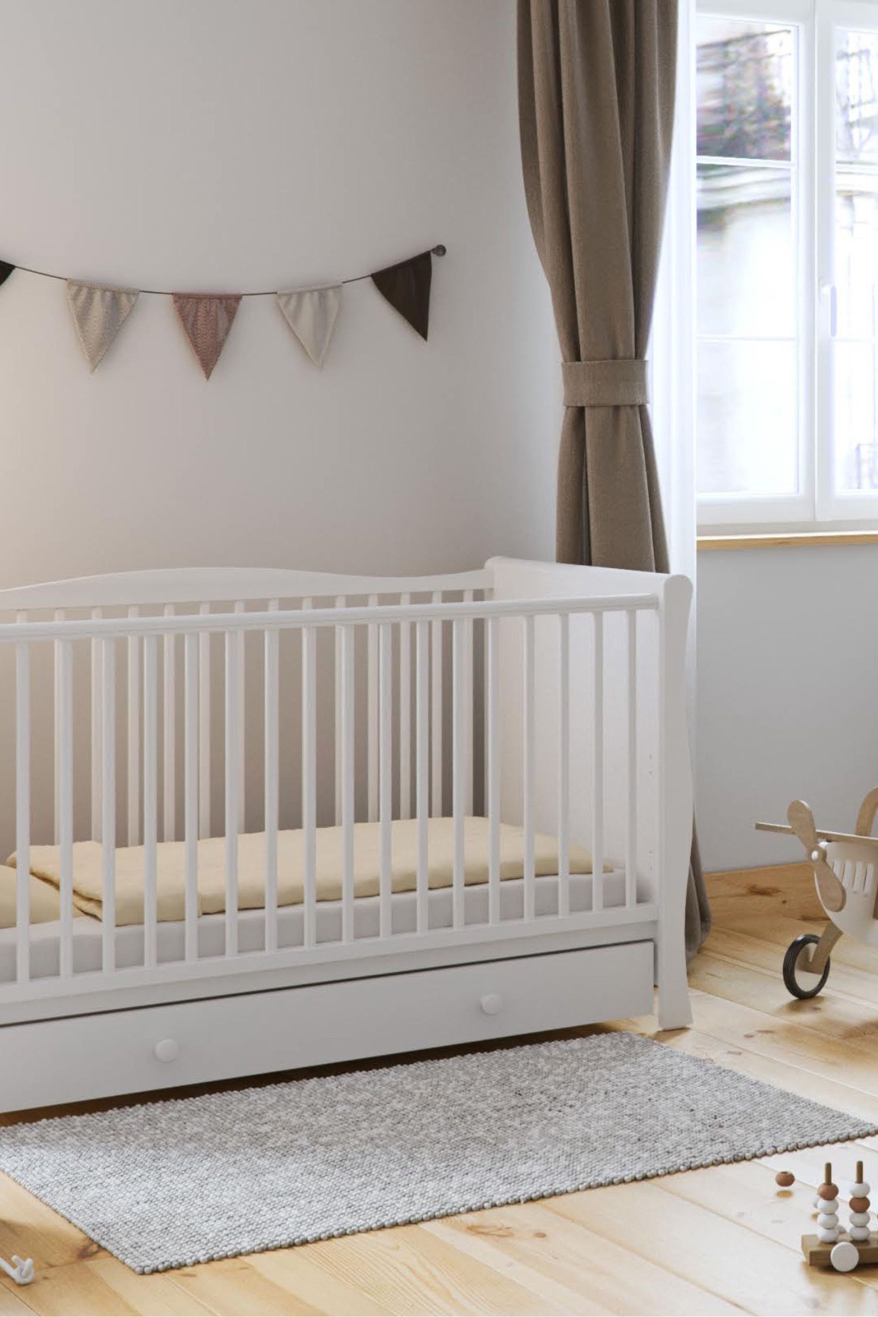 Buy Little Acorns White Space Saver Sleigh Cot With Drawer from the