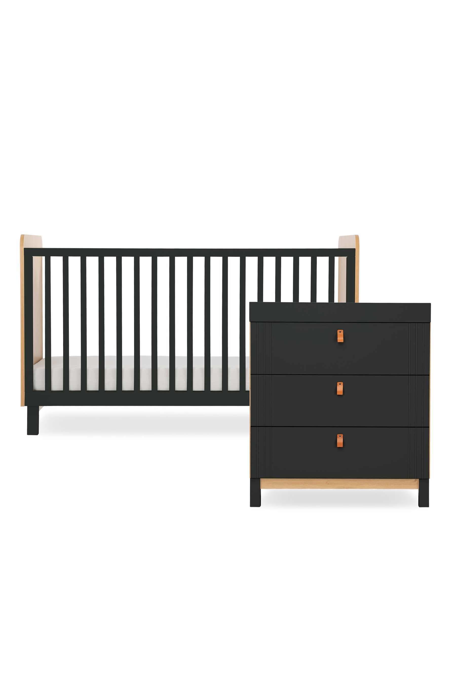 Buy Cuddleco Black Rafi 2 Piece Nursery Furniture Set in Oak and White