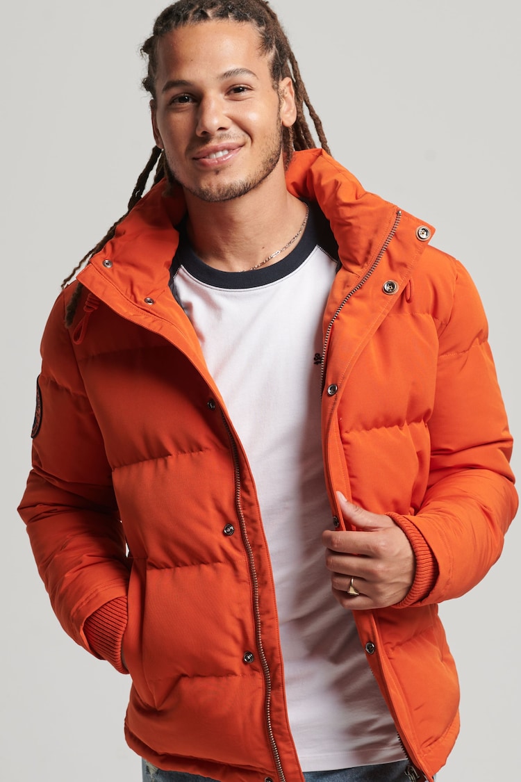 Superdry Orange Everest Hooded Puffer Jacket - Image 1 of 1