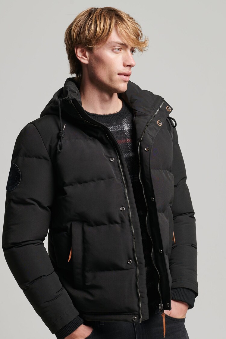 Черный - Superdry дутая куртка с капюшоном Everest - Image 1 of 1