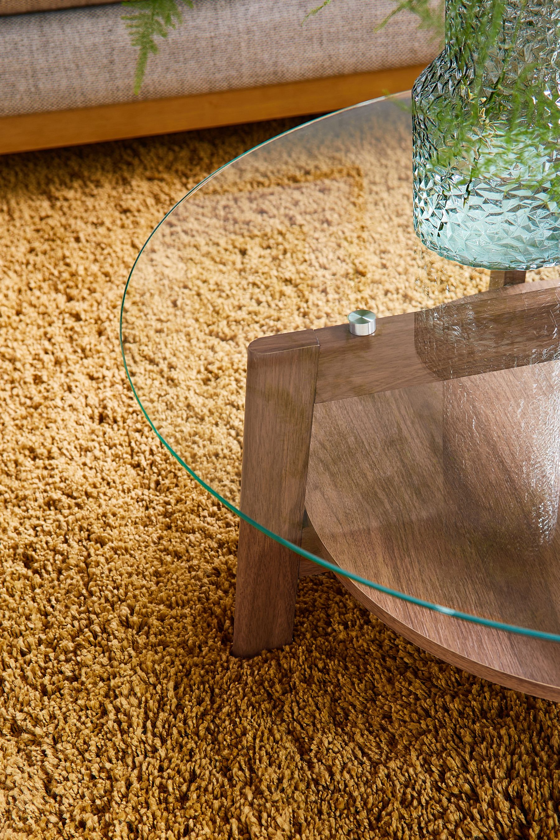 Buy Dark Marlow Glass Oak Effect Round Coffee Table from the Next UK