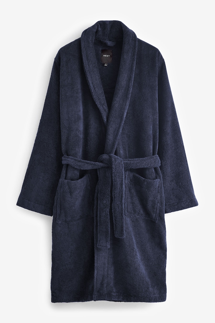 Navy Blue Cotton Towelling Dressing Gown - Image 1 of 1