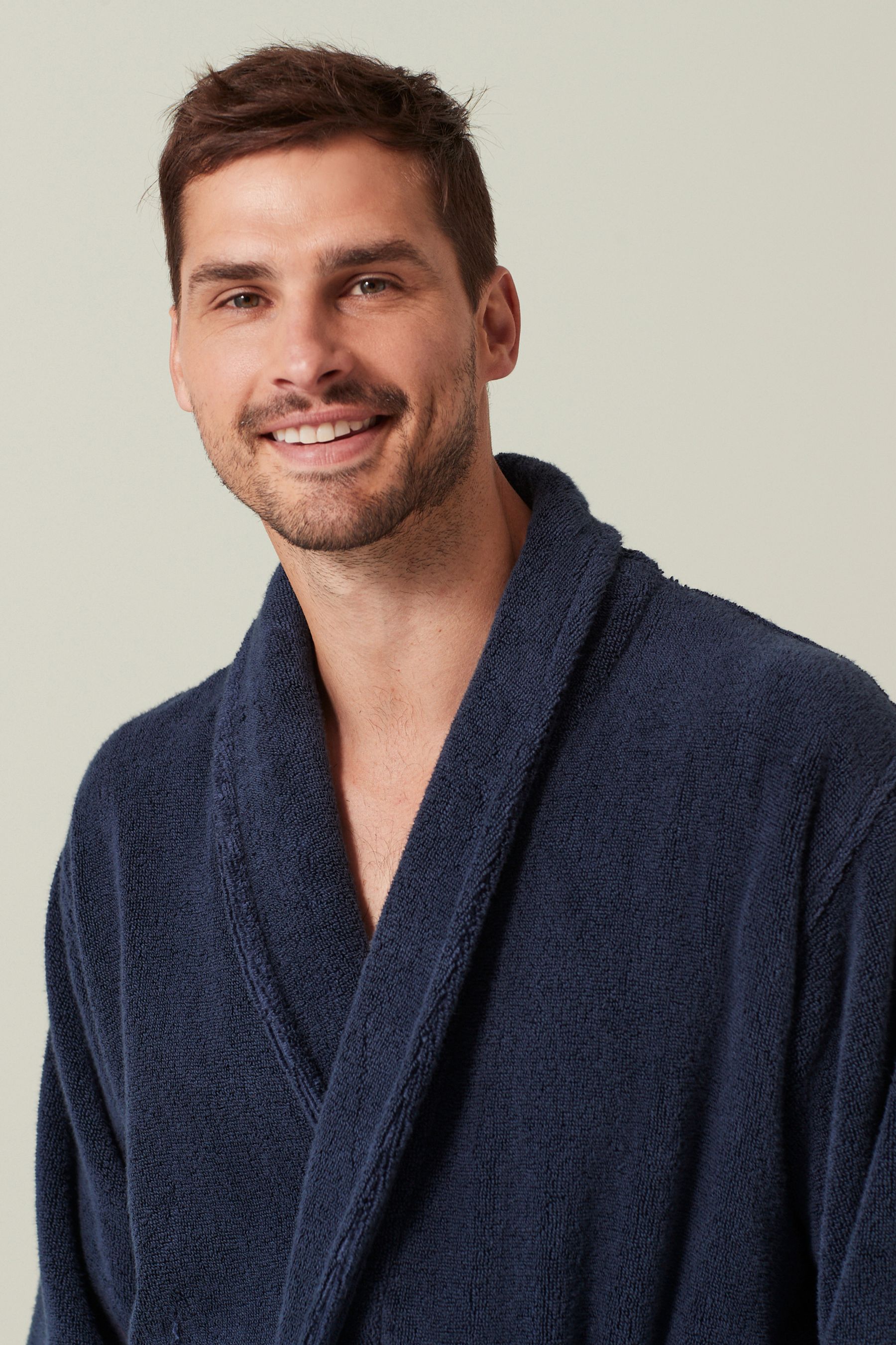 Buy Navy Blue Signature Pure Cotton Towelling Dressing Gown from the