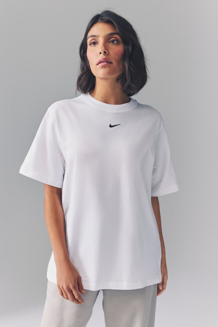 Nike White Oversized Mini Swoosh Sportswear T-Shirt - Image 1 of 1