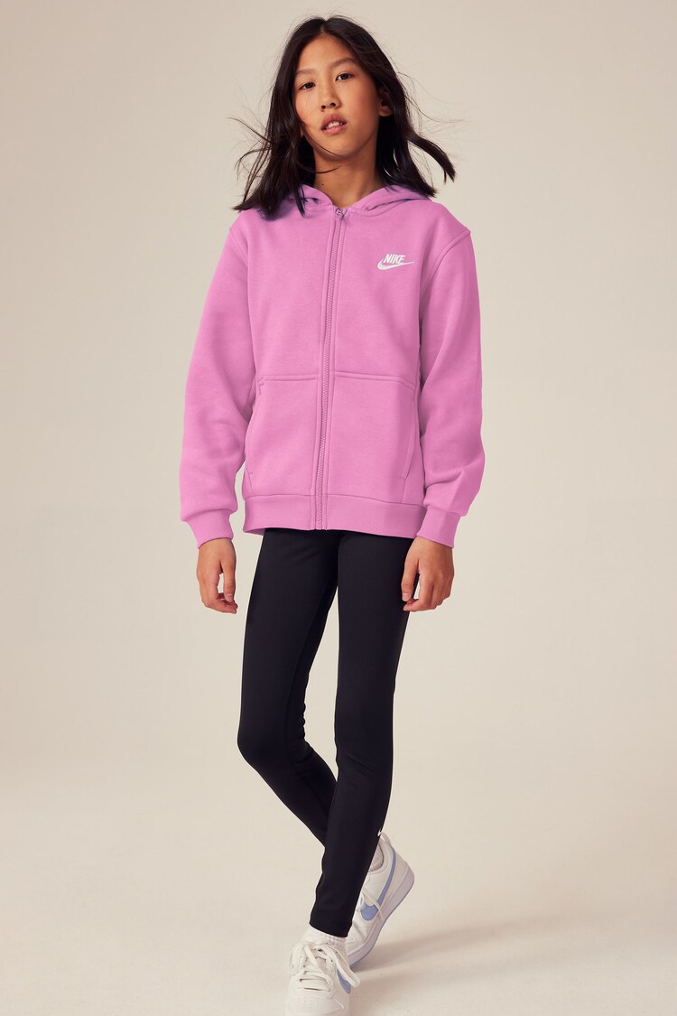 Nike Pink Club Fleece Zip Through Hoodie - Image 1 of 1