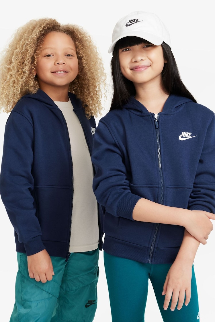 Nike Midnight Navy Club Fleece Zip Through Hoodie - Image 1 of 1