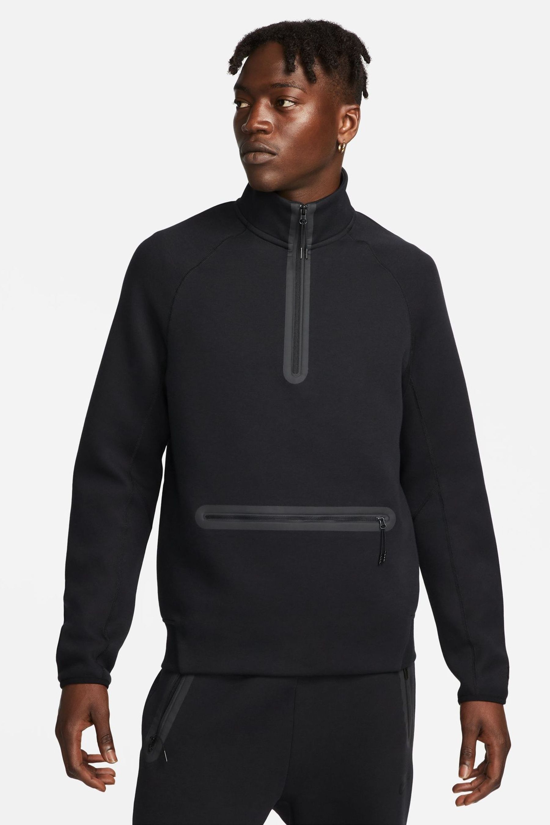Buy Nike Black Tech Fleece Half Zip Sweatshirt from the Next UK online shop