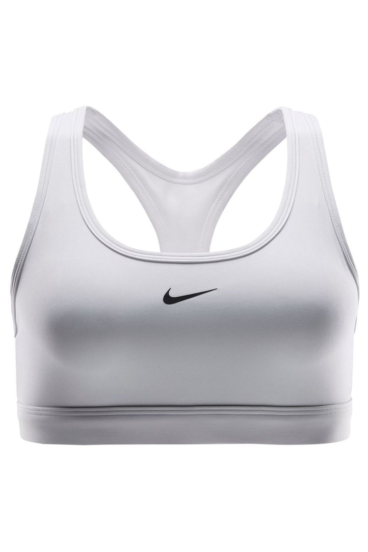 Nike White Swoosh Light-Support Sports Bra - Image 1 of 1