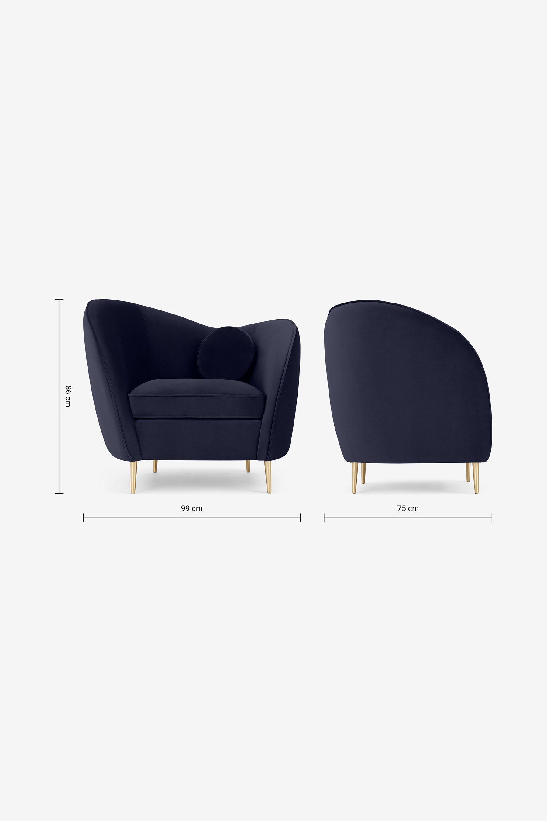 Buy Modern Velvet Midnight Blue Kooper Accent Armchair from