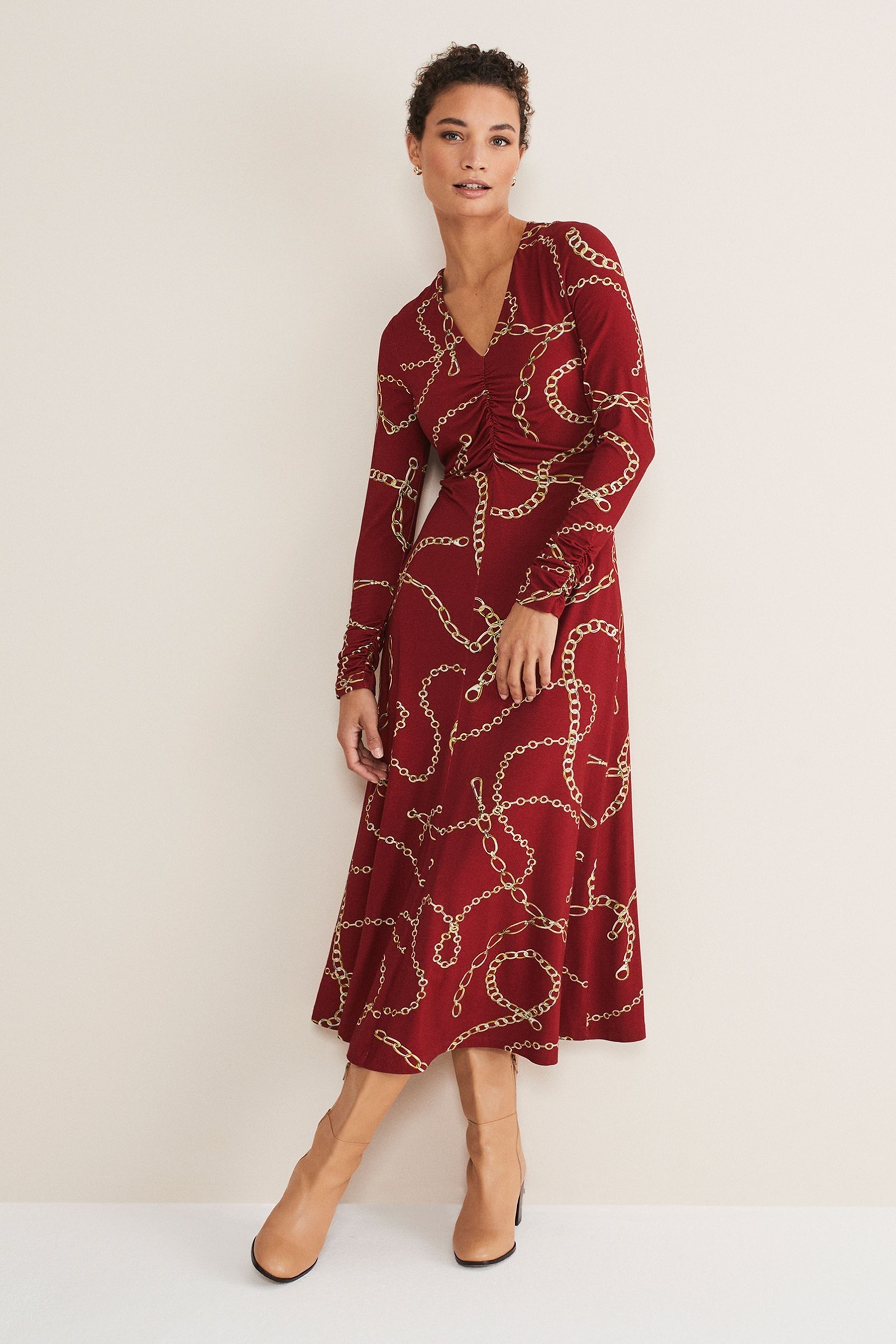 Buy Phase Eight Red Cheska Chain Ruched Dress from Next Ireland