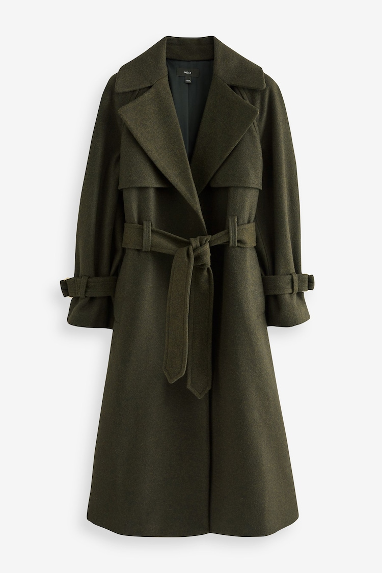 Khaki Green Belted Quilt Lined Trench Style Coat - Image 1 of 1