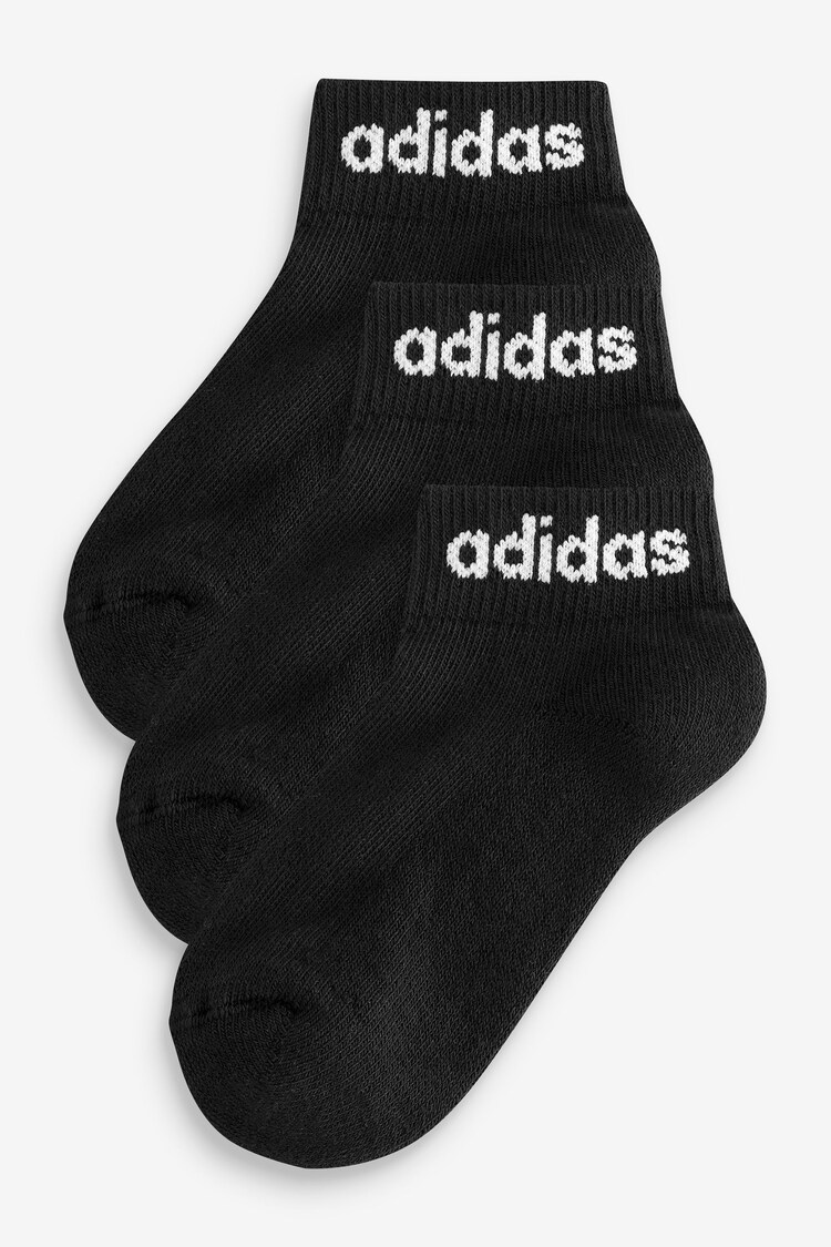 adidas Black Linear Ankle Cushioned Socks 3 Pack - Image 1 of 1