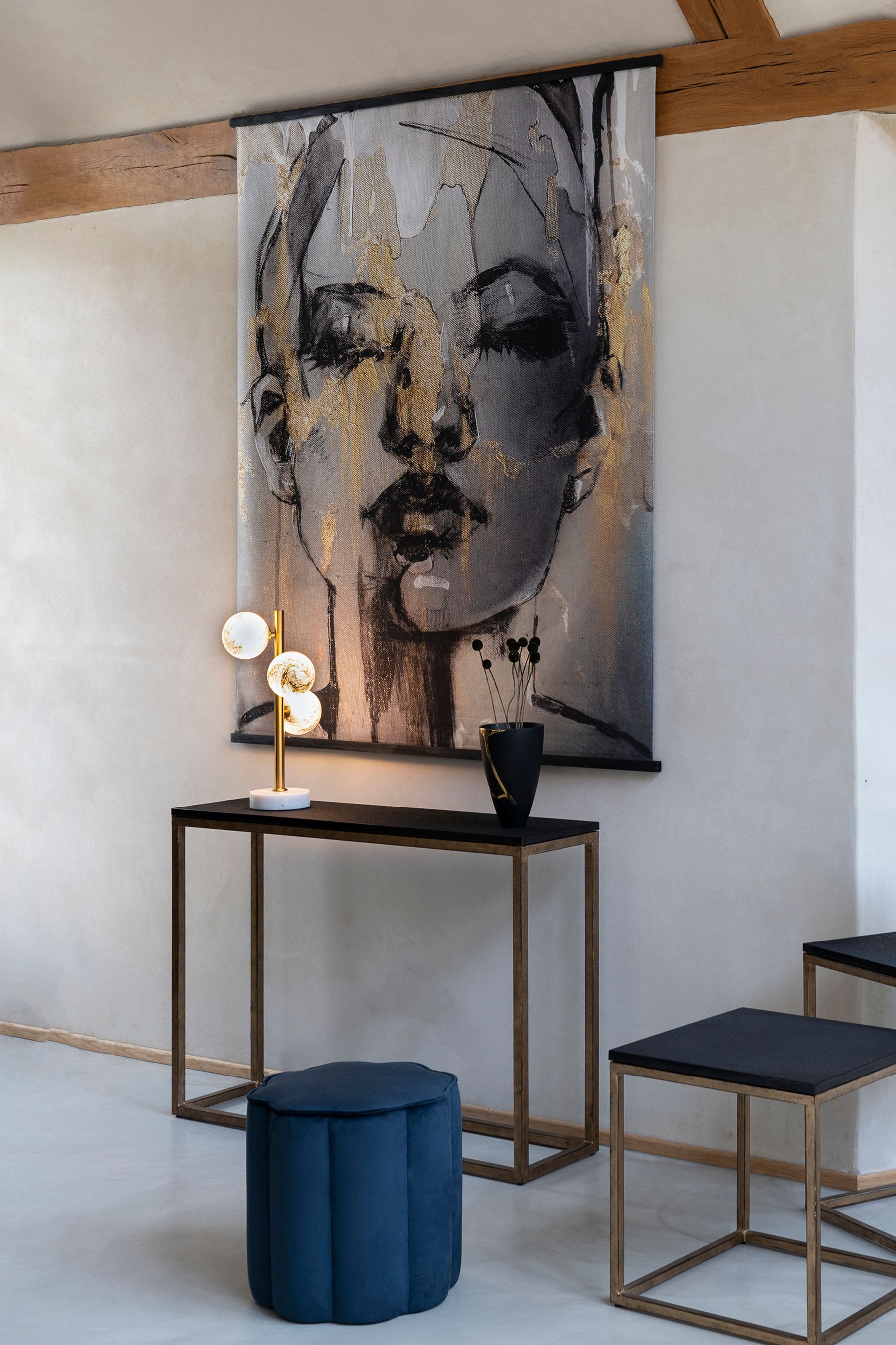 Buy Libra Grey Sketched Female Velvet Wall Hanging from the Next UK