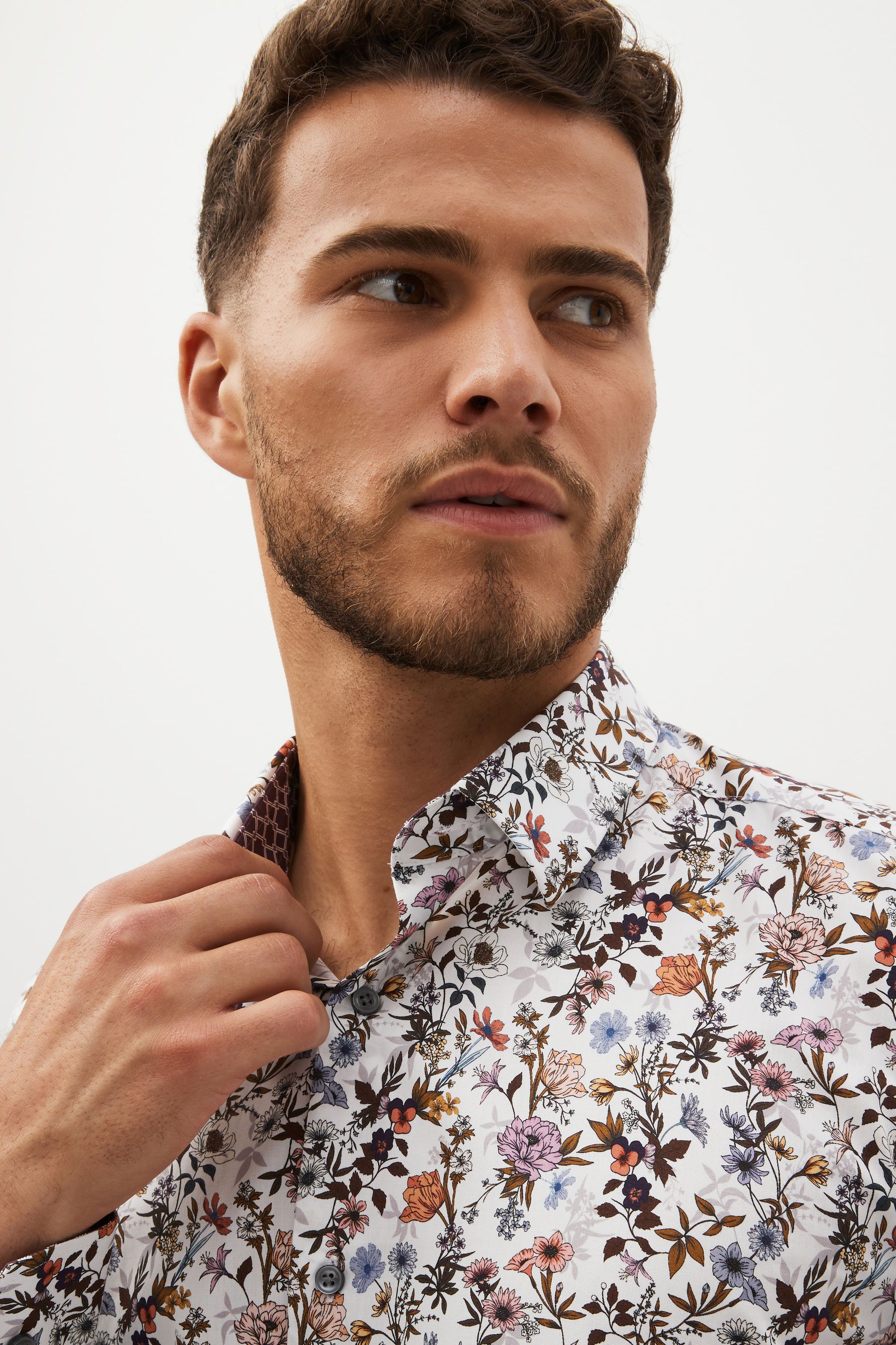 Buy White Floral Regular Fit Printed Trimmed Shirt from Next Ireland