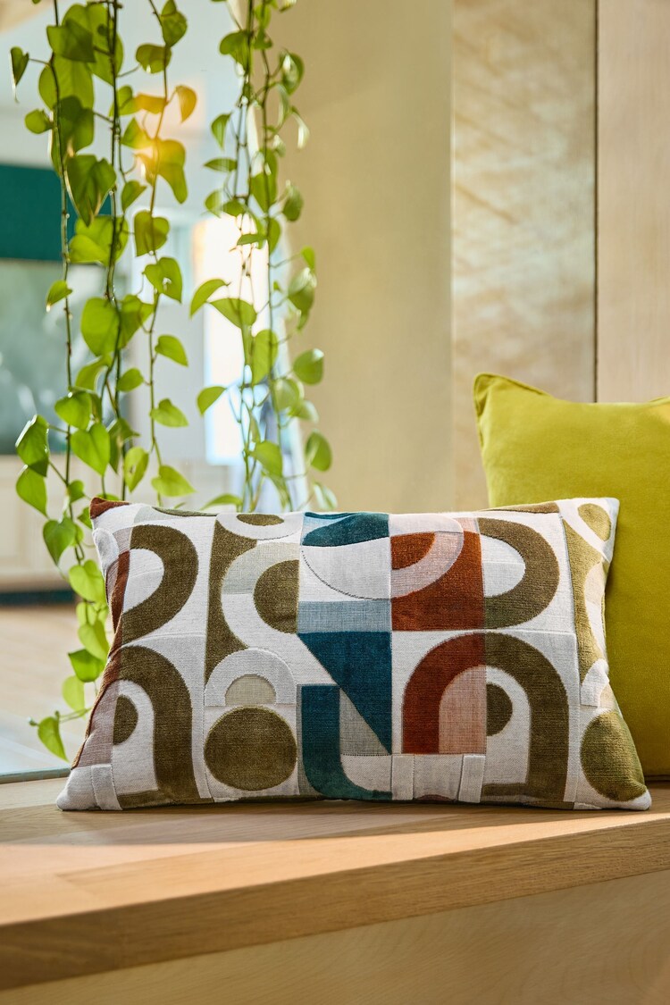 Dark Green Hurley Cut Velvet Cushion - Image 1 of 1