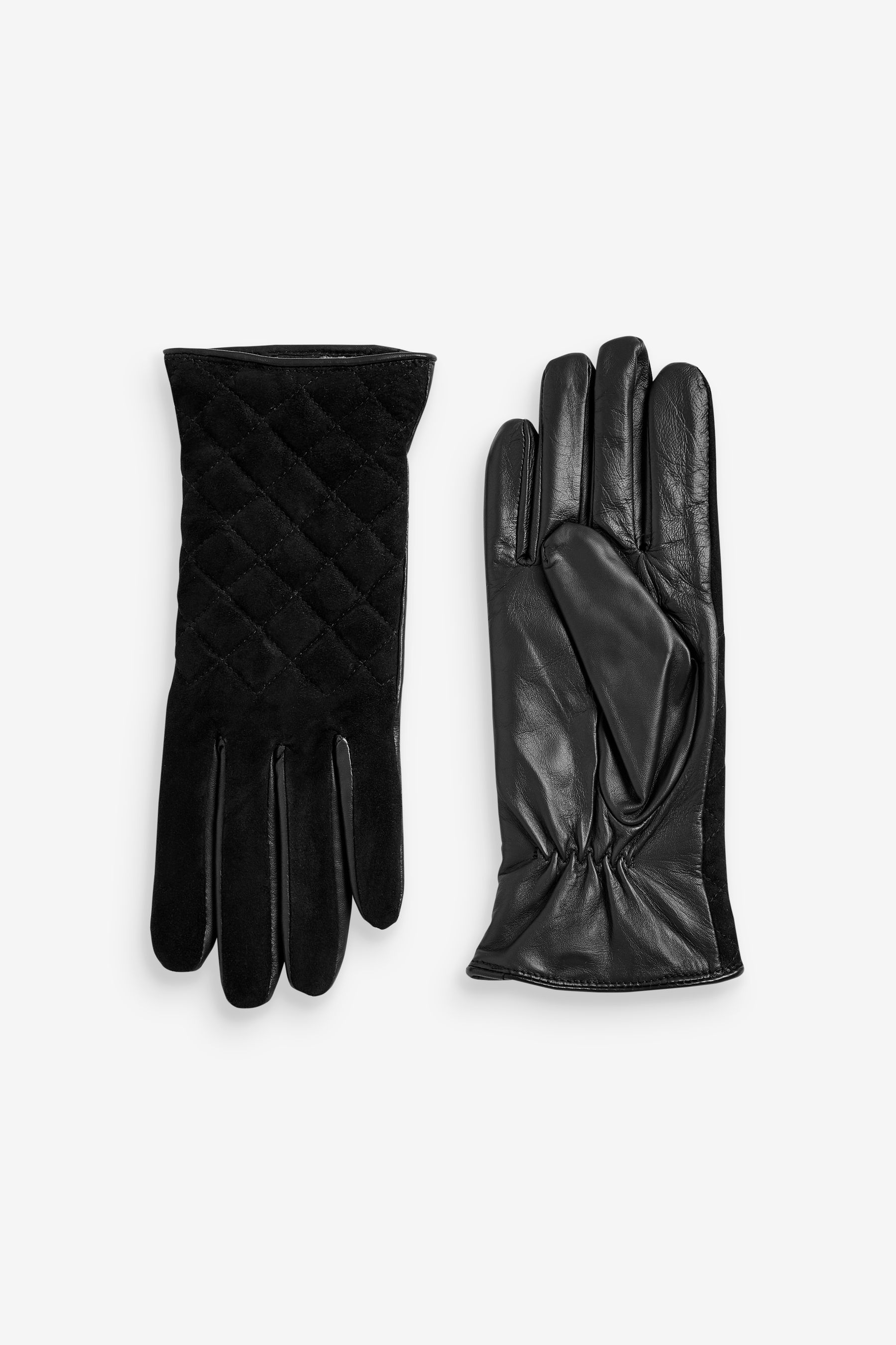 Buy Pure Collection Womens Black Quilted Suede Gloves from the Next UK