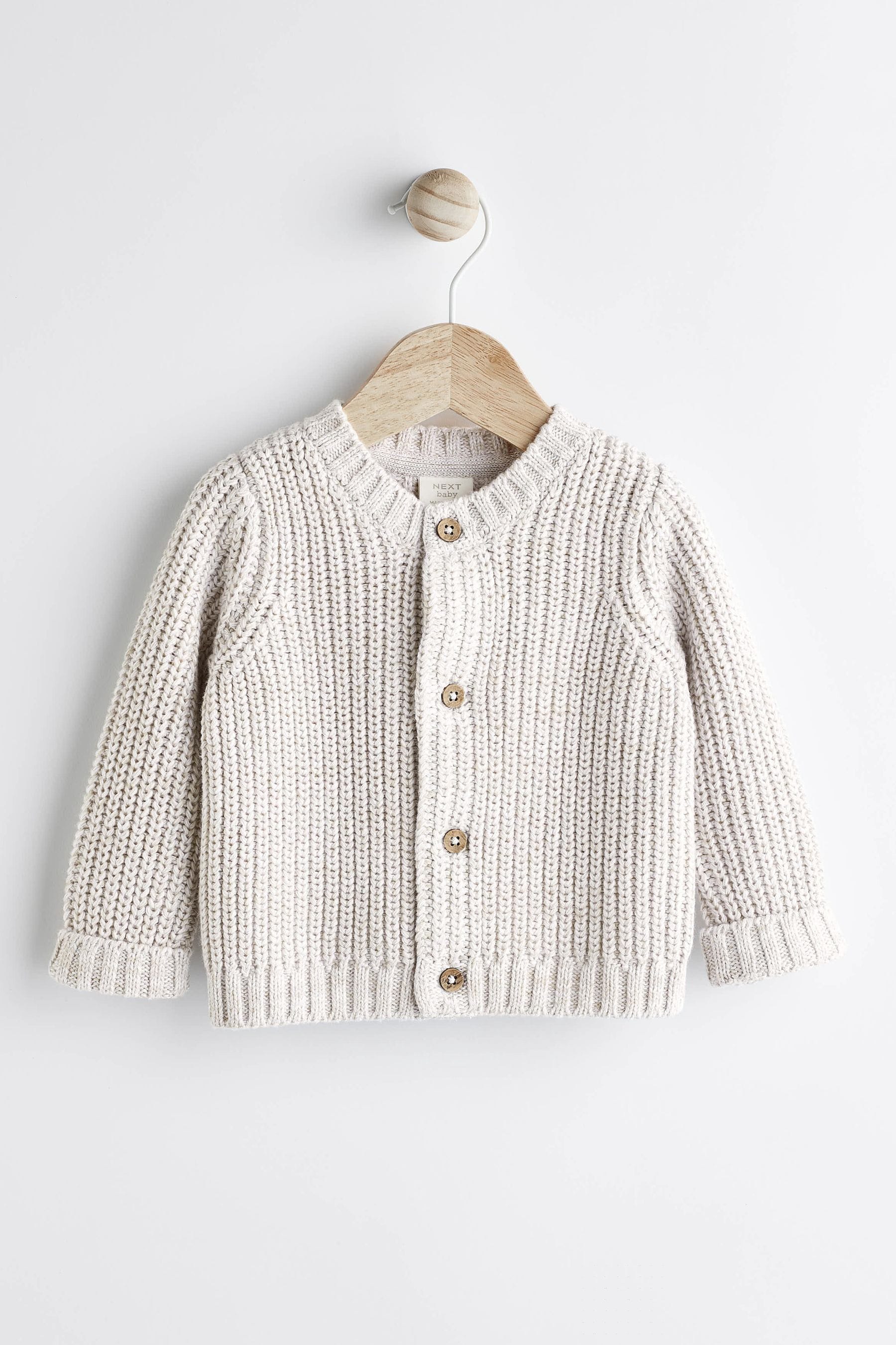 Buy Cream Born in 2024 Chunky Knitted Baby Embroided Cardigan from the ...