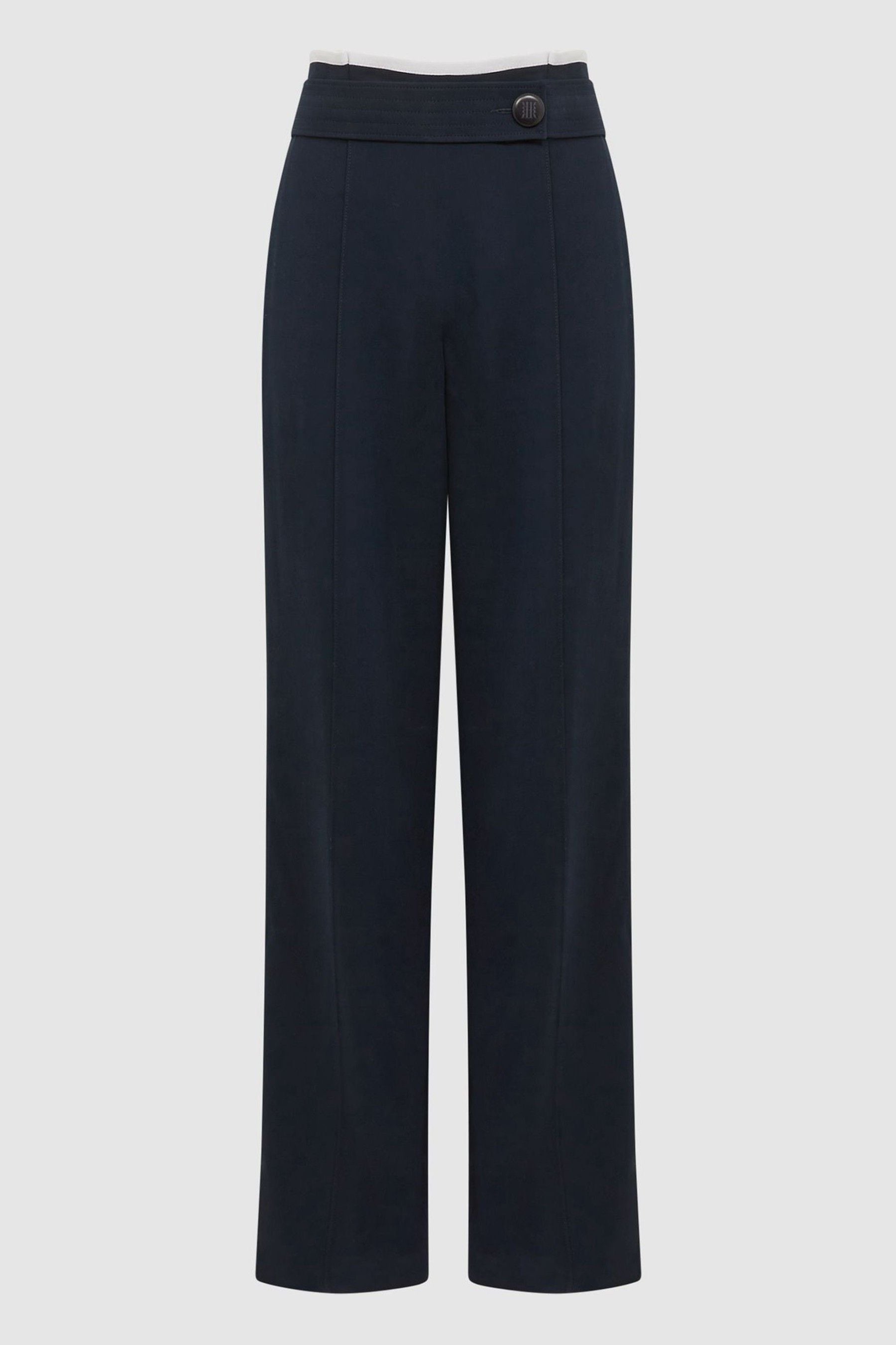 Buy Reiss Navy Lina Petite High Rise Wide Leg Trousers from the Next UK ...