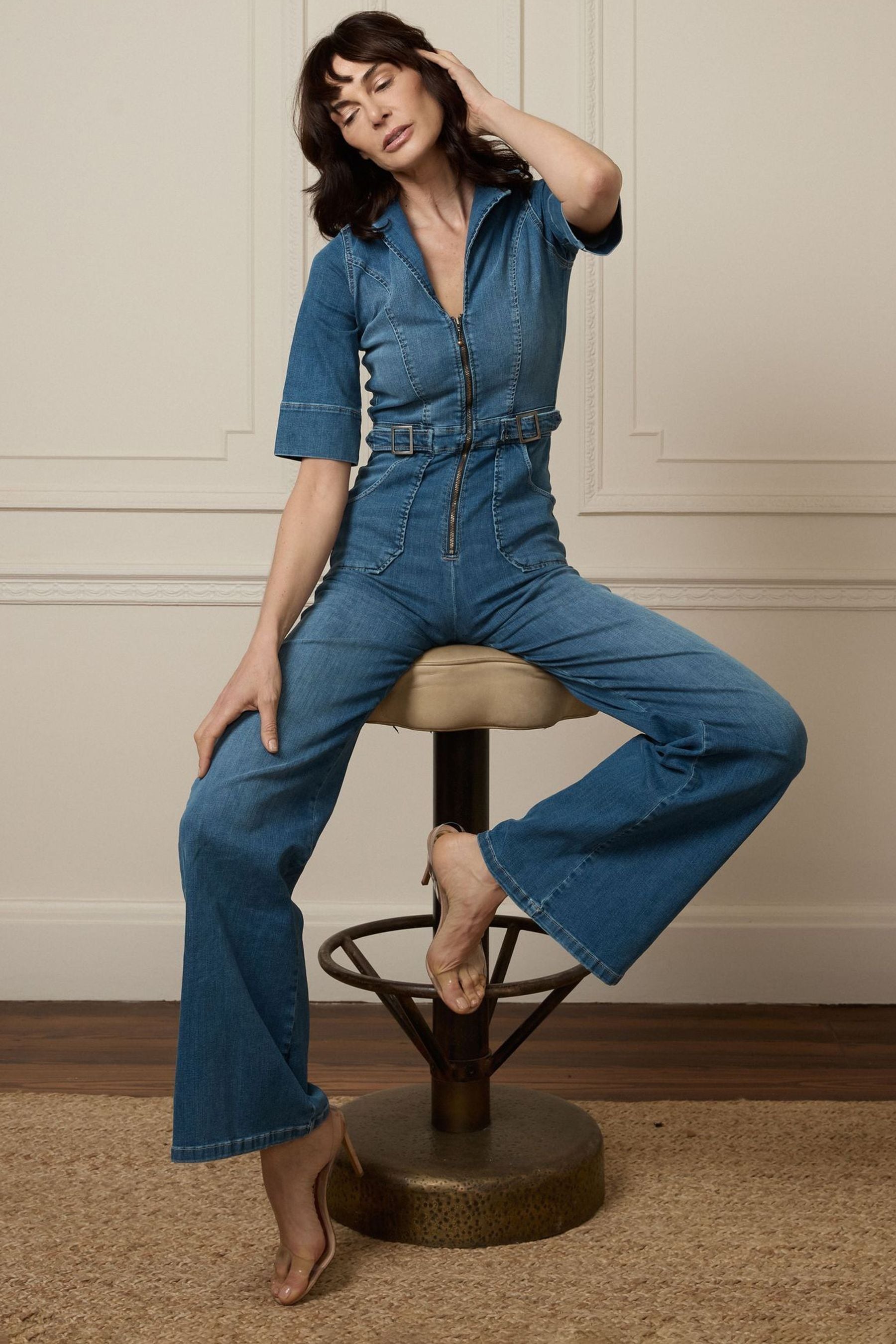 Buy Donna Ida Cassandra Denim Flared Jumpsuit from the Next UK online shop