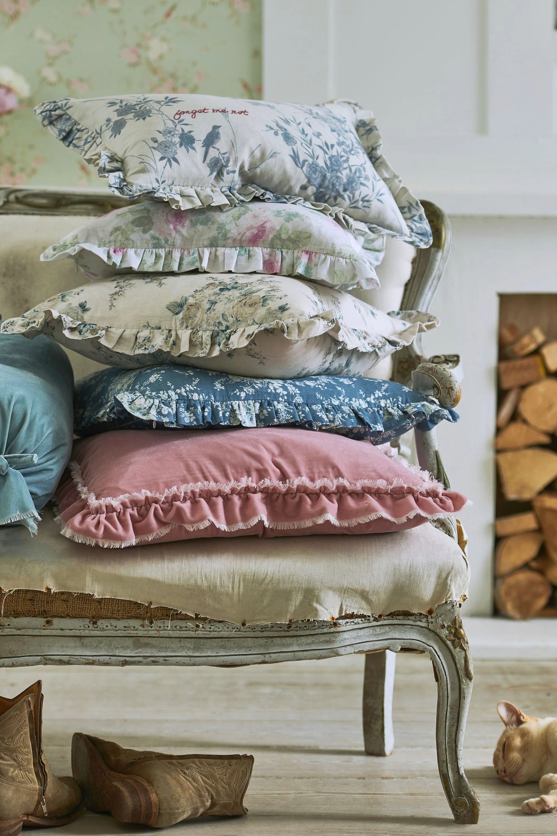 Housse Ottomane Shabby Chic Squadgy – Rachel Ashwell – Lin Roseblossom – Neuve