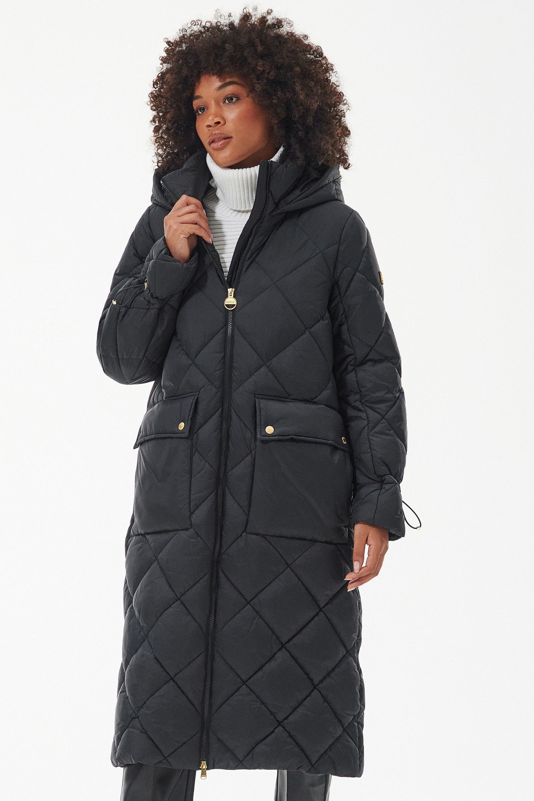 Buy Barbour International® Boulevard Longline Quilted Black Jacket from ...