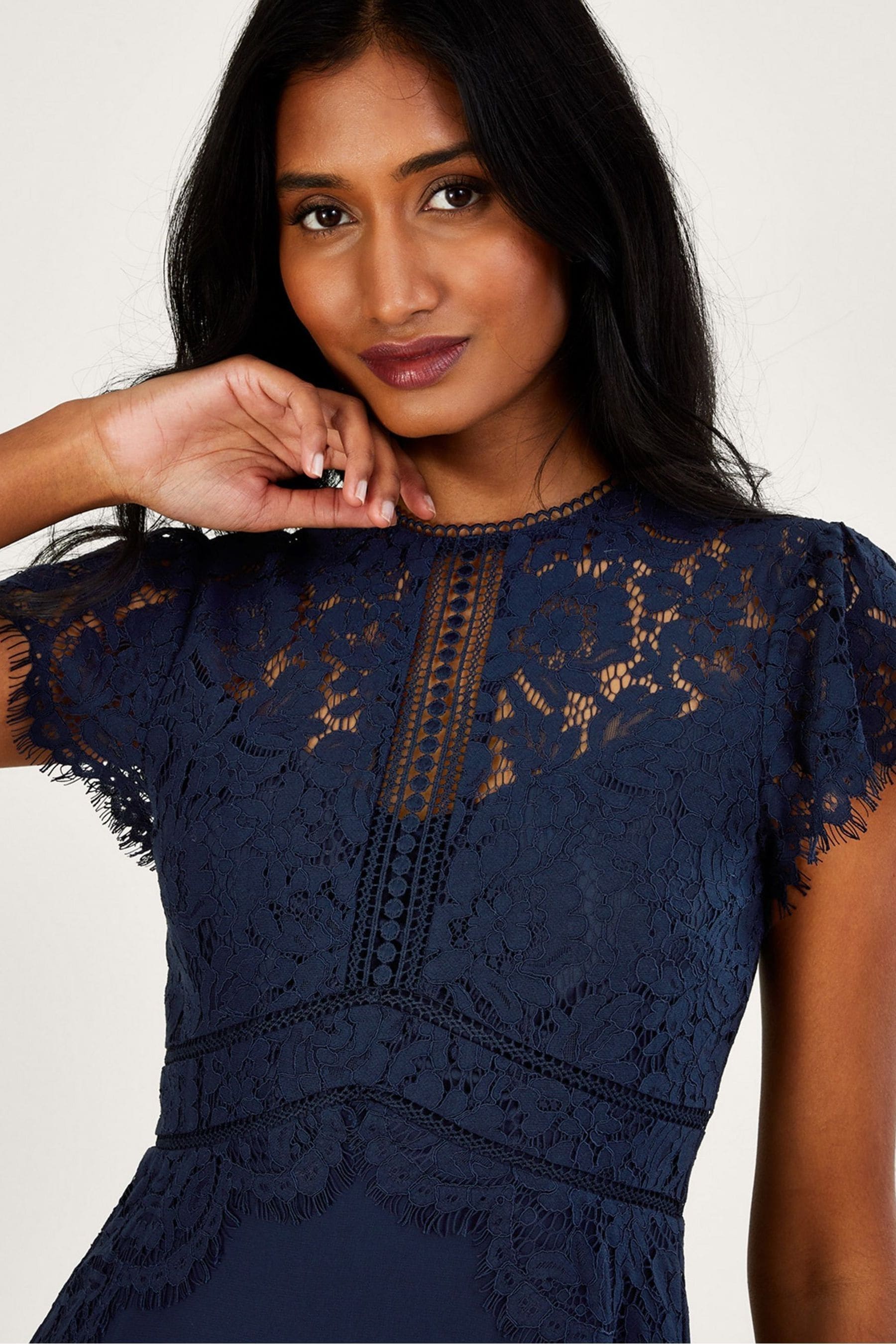 Buy Monsoon Blue Louise Lace Midi Dress from the Next UK online shop