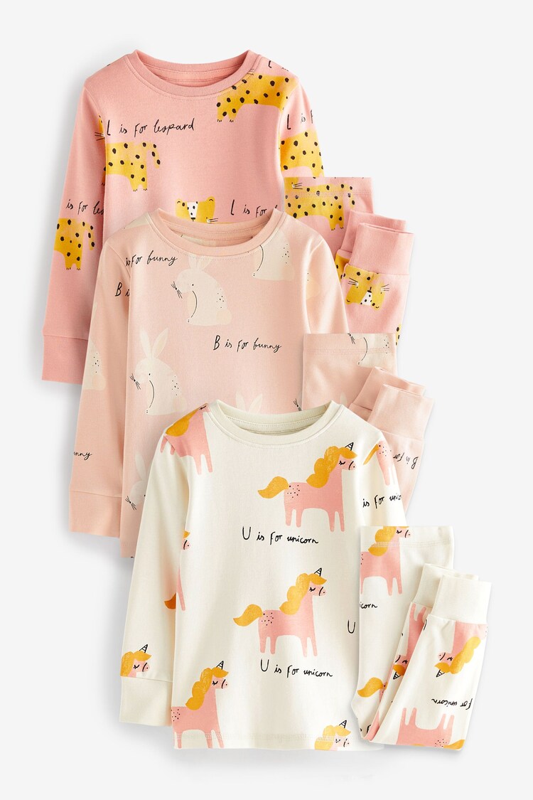 Rosa/Ecru, Figurenmotiv - Langarm-Kuschel-Pyjama mit Print aus 3 % Baumwolle im 100er-Pack (3 M.–100 J.) - Bild 1 von 1