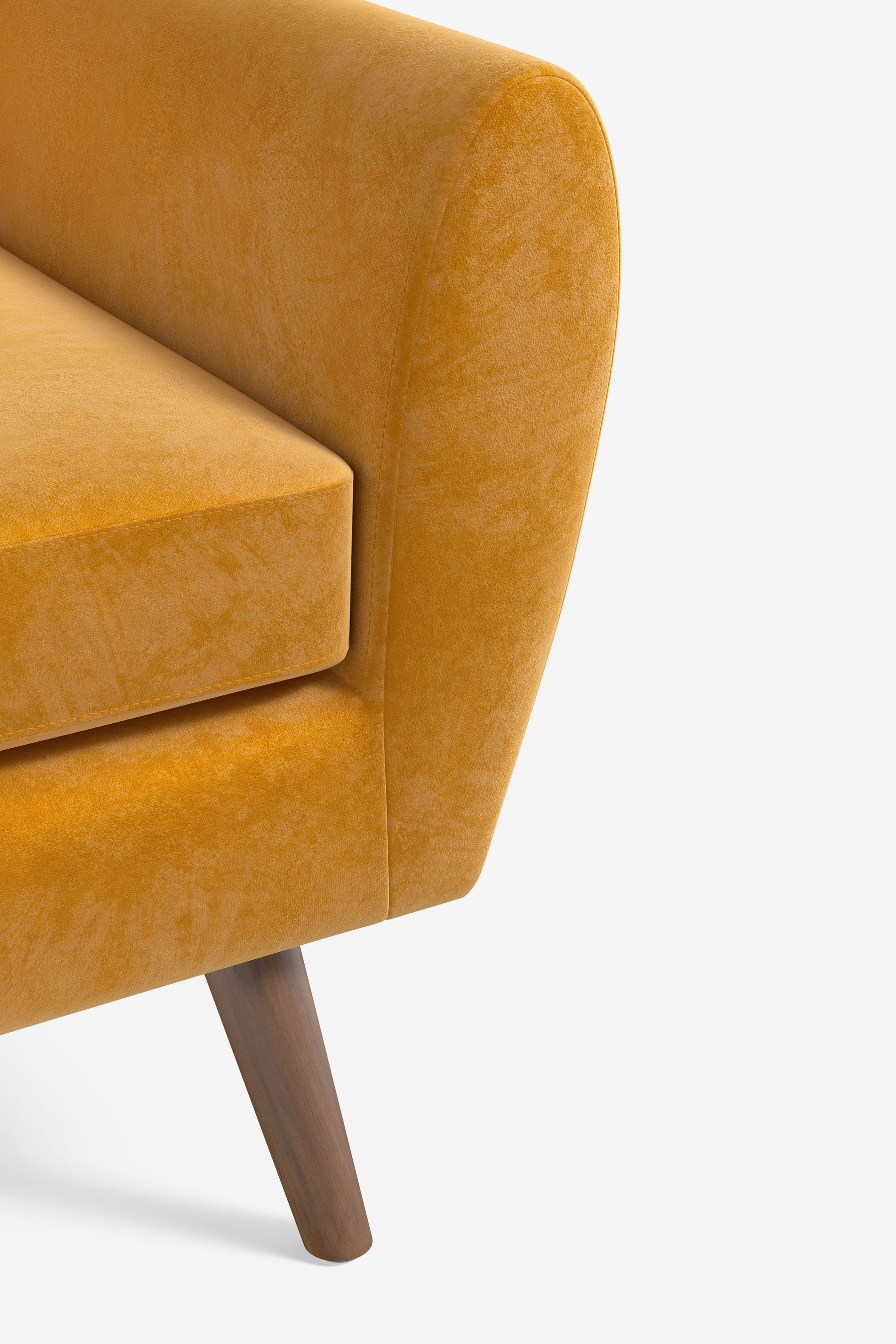 Buy Soft Velvet Ochre Yellow Bronx Leg Wilson Compact 2 Seater Sofa In