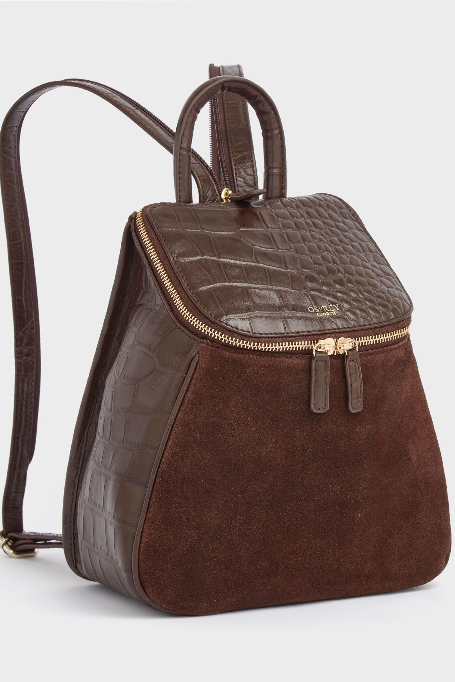 Buy Osprey London Brown The Rhoda Leather & Suede Backpack from the