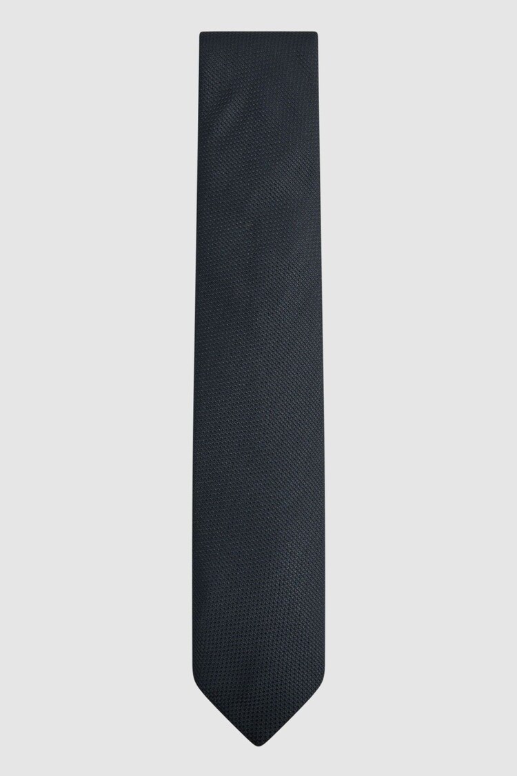 Reiss Navy Ceremony Textured Silk Blend Tie - Image 1 of 1