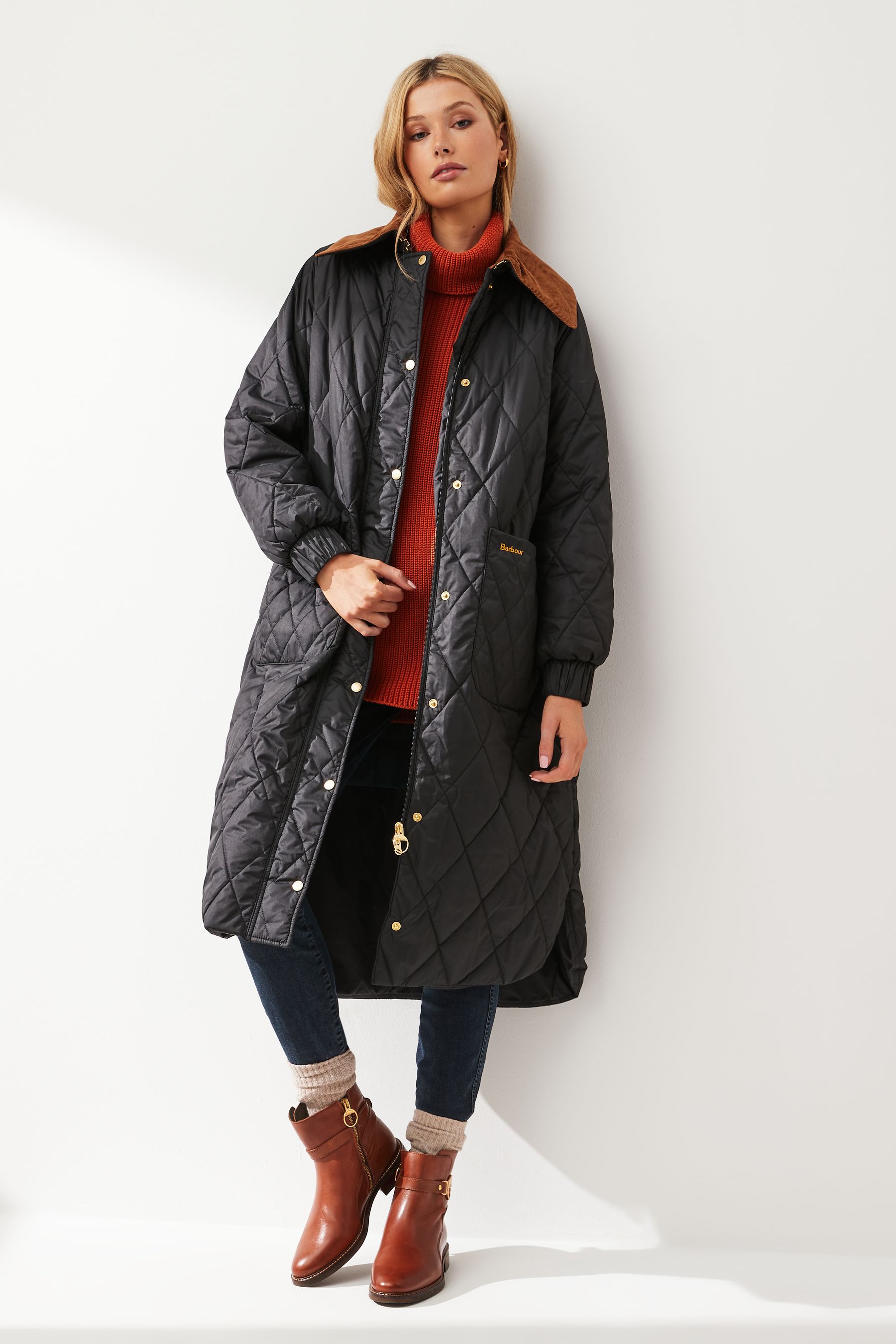 Buy Barbour® Black ReEngineered Marsett Diamond Quilted Coat from the ...