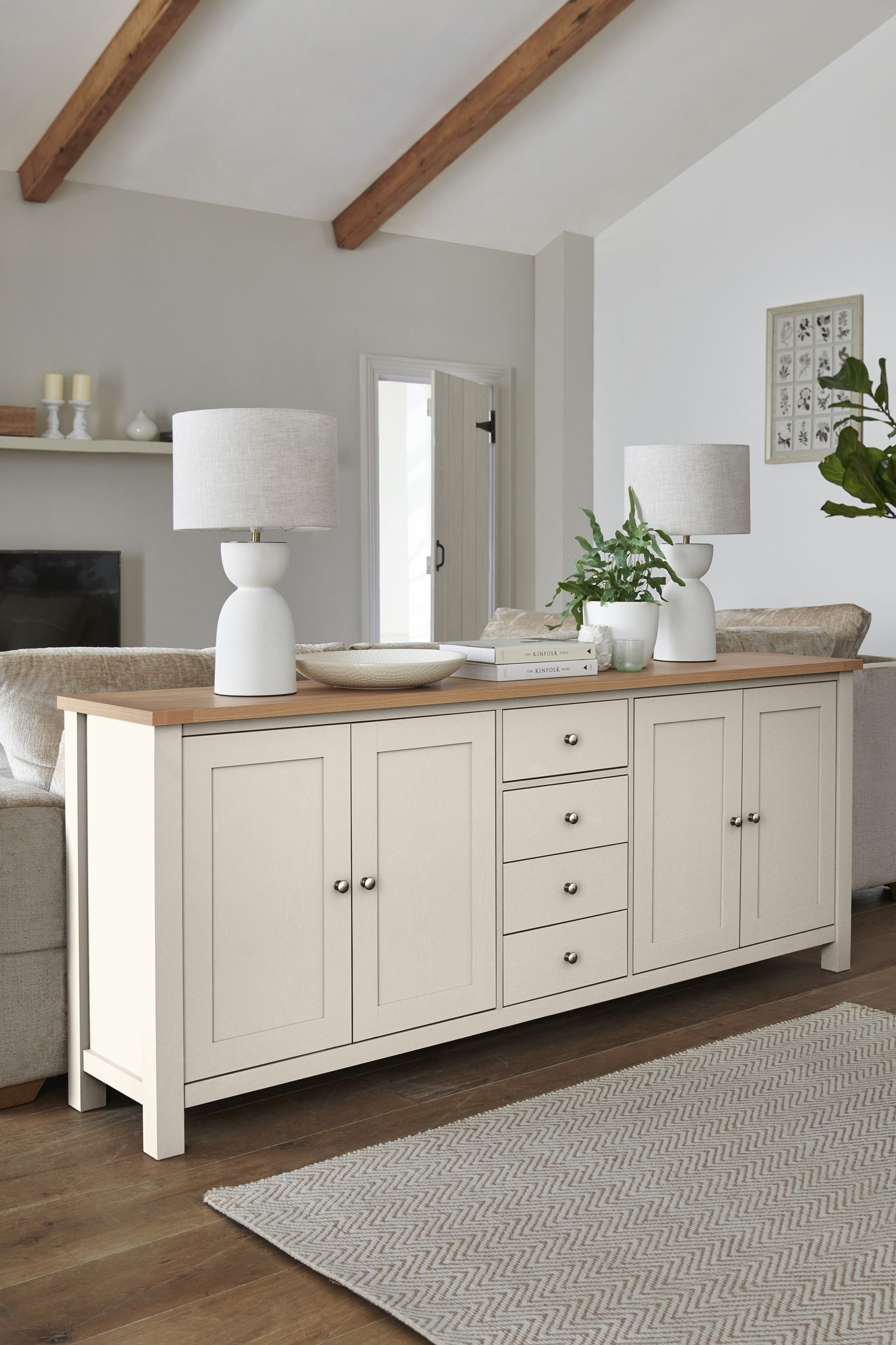 Buy Cream Malvern Oak Effect Extra Large Sideboard from the Next UK