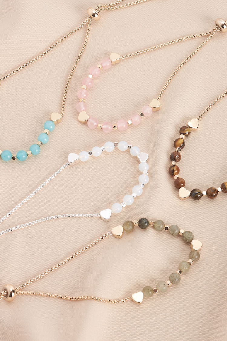 Chapado en plata/chapado en oro - Pulsera ajustable con piedras semipreciosas - Imagen 1 de 1