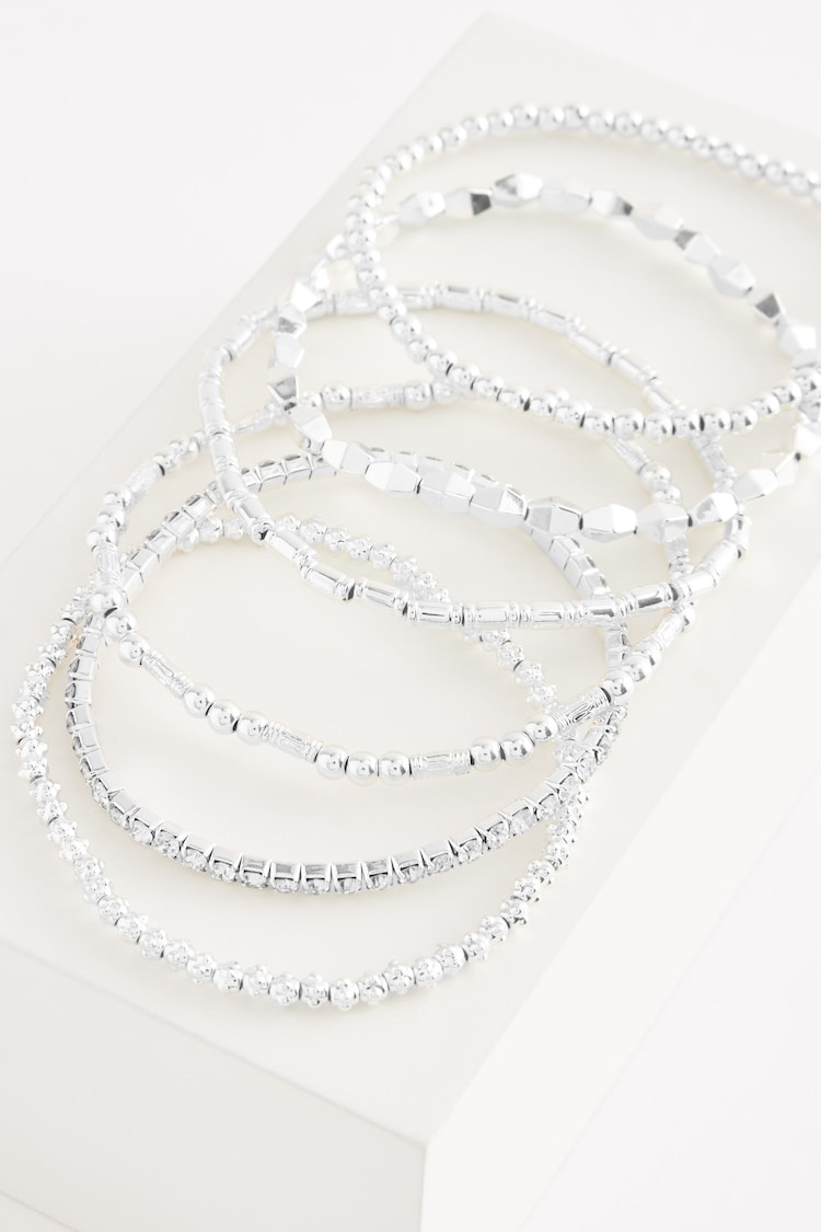 Silver Tone Sparkle Stretch Bracelets Pack - Image 1 of 1