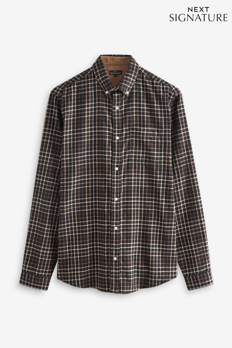 Black Signature Brushed Flannel Check Shirt - Image 1 of 1