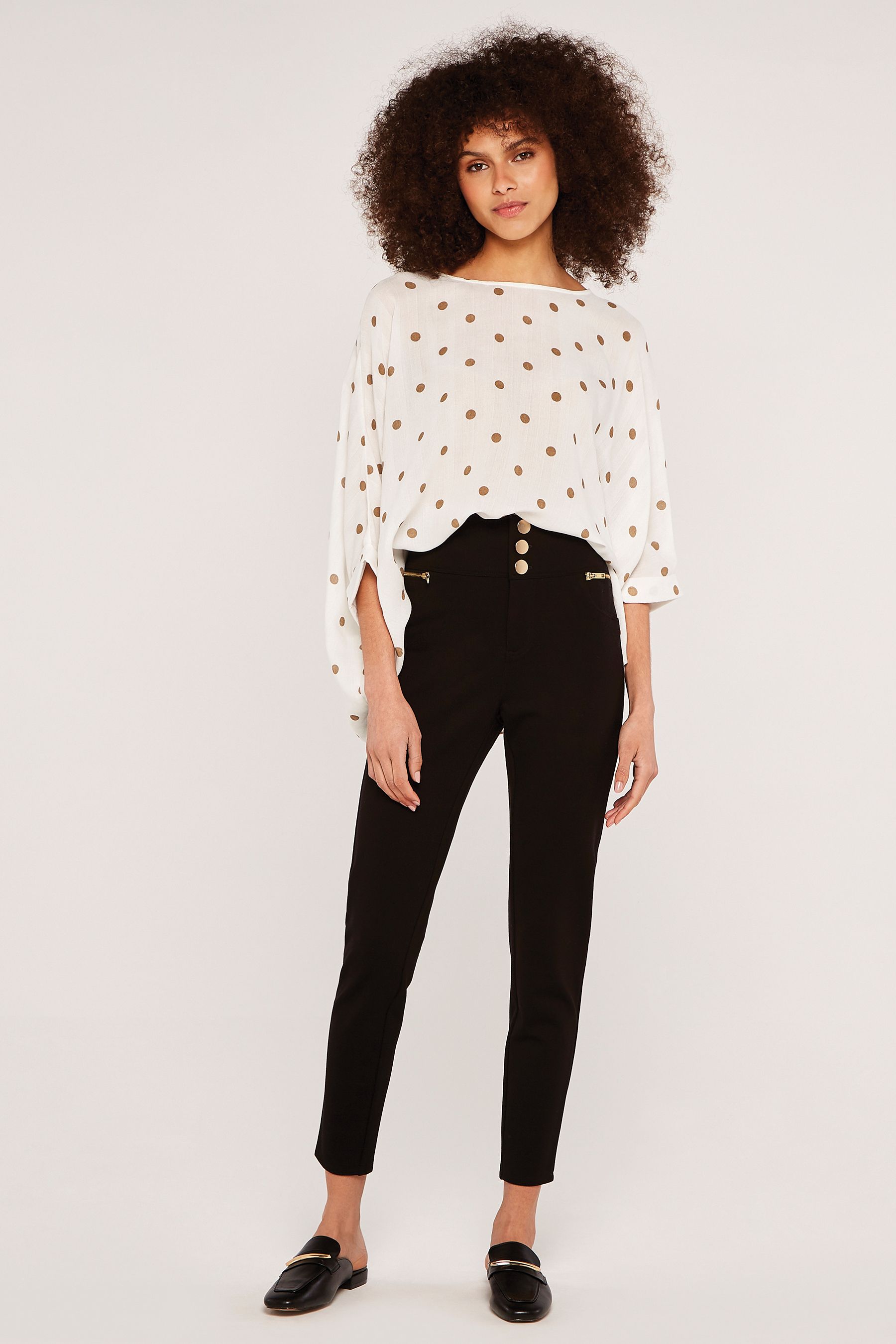 Buy Apricot Black Buttons Ponte Trousers from the Next UK online shop