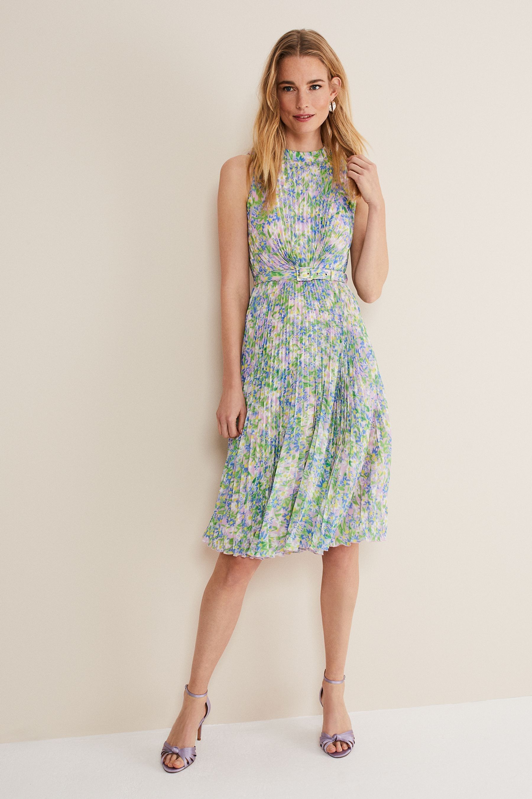 Buy Phase Eight Green Simara Pleat Daisy Print Dress from the Next UK ...