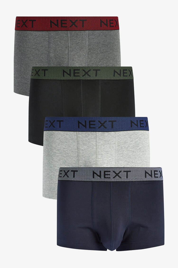 Grau/Blau/Strukturierter Bund - 4er-Pack - Boxershorts - Bild 1 von 1