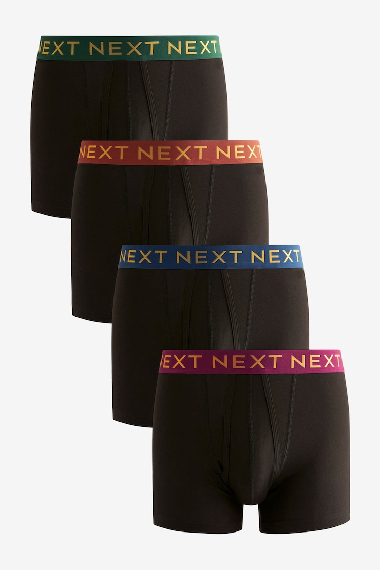 Black Rich Gold Waistband 4 pack A-Front Boxers - Image 1 of 1