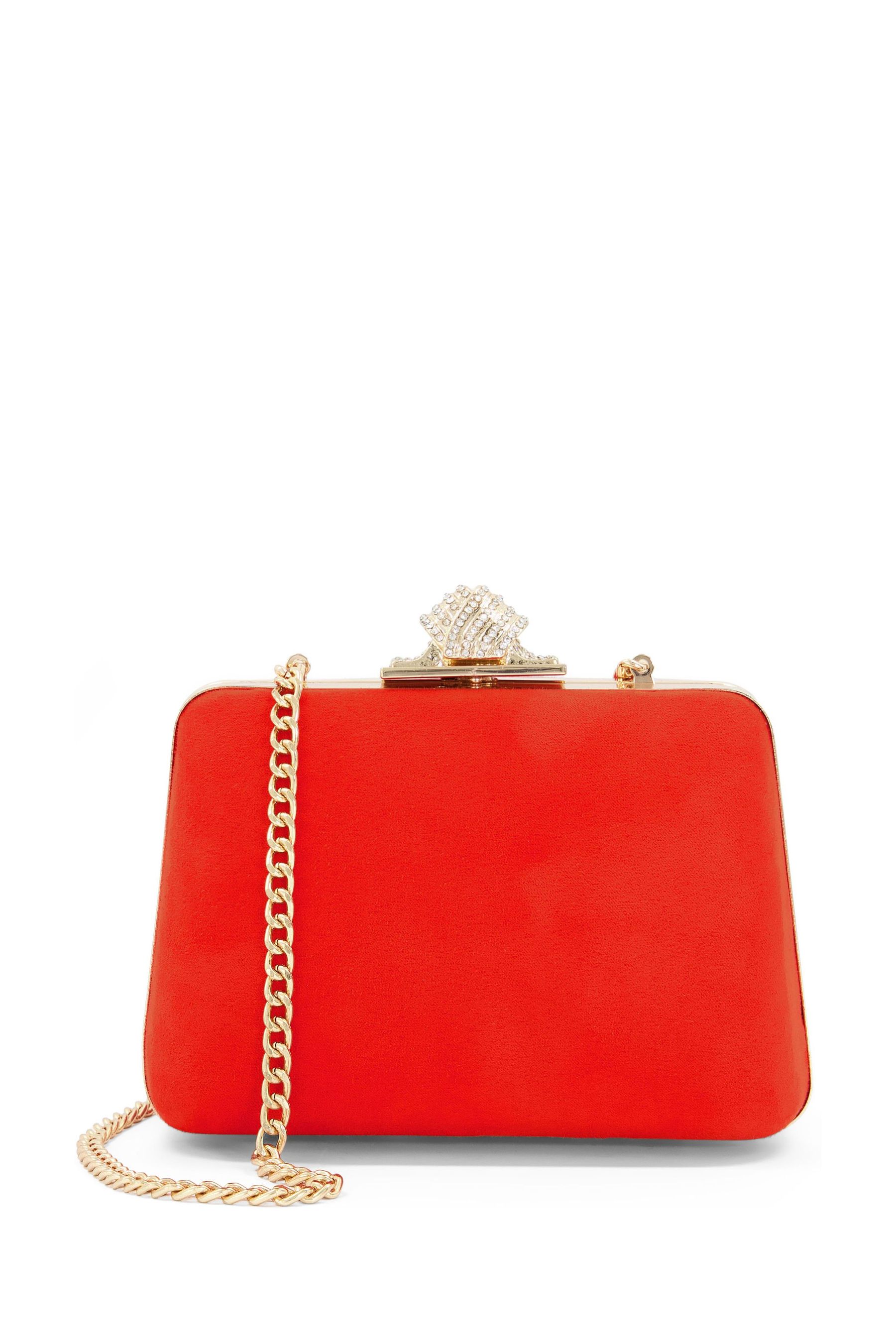 Buy Dune London Orange Become Diamanté Knot Clasp Clutch Bag from the ...