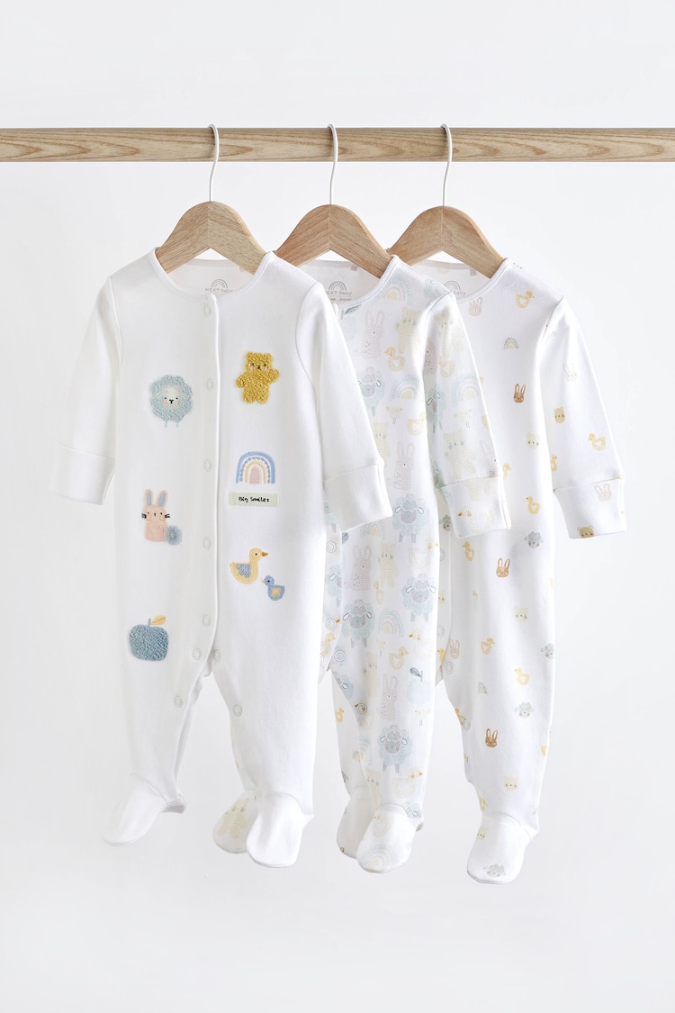 Bela - 100% bombaž Delicate dojenček Sleepsuits 3 komplet (0-2yrs) - Slika 1 iz 1