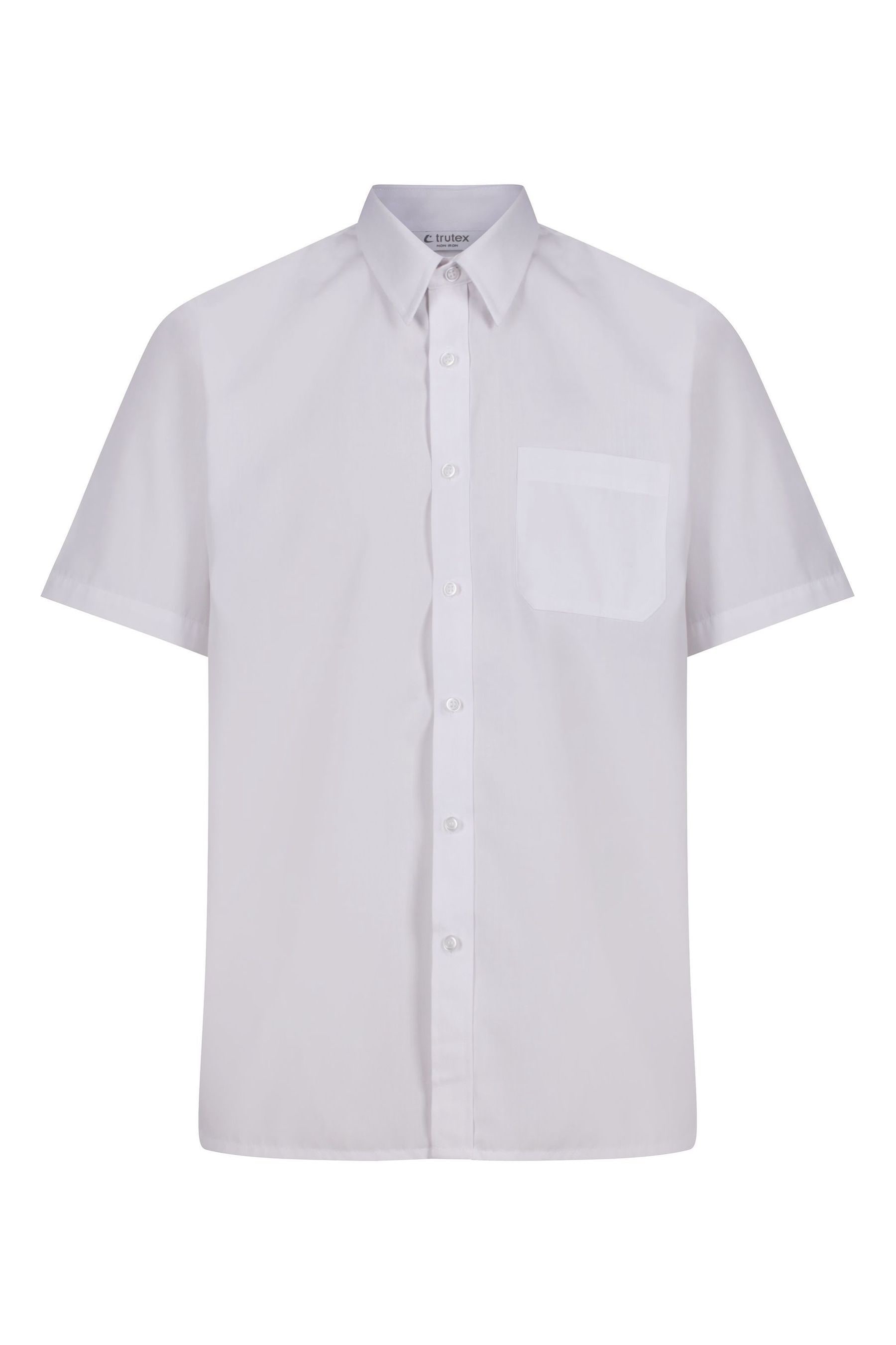 Buy Trutex Boys White Non Iron Short Sleeve School Shirts 2 Pack from ...