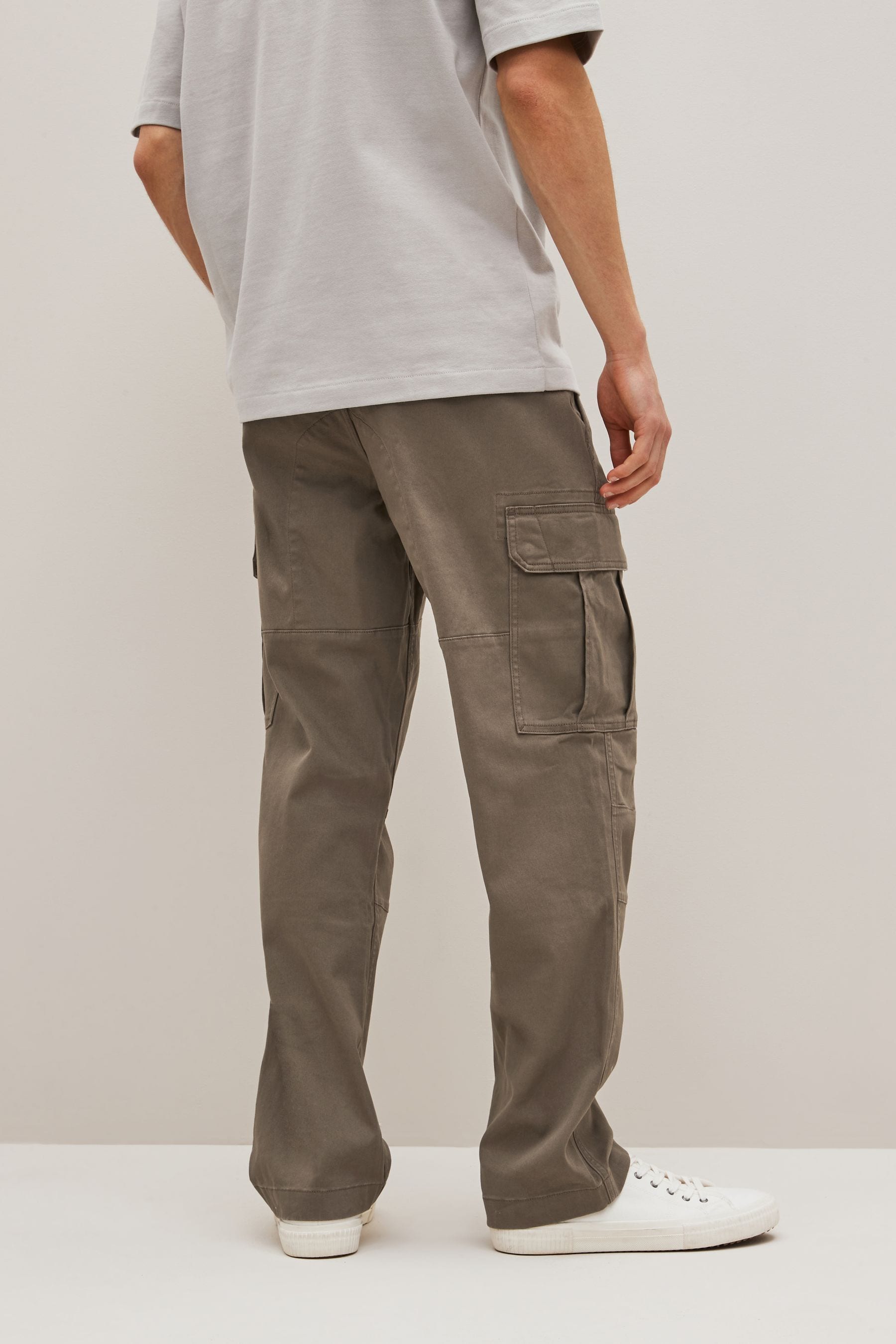 Buy Mushroom Brown Straight Fit Cotton Stretch Cargo Trousers from Next ...