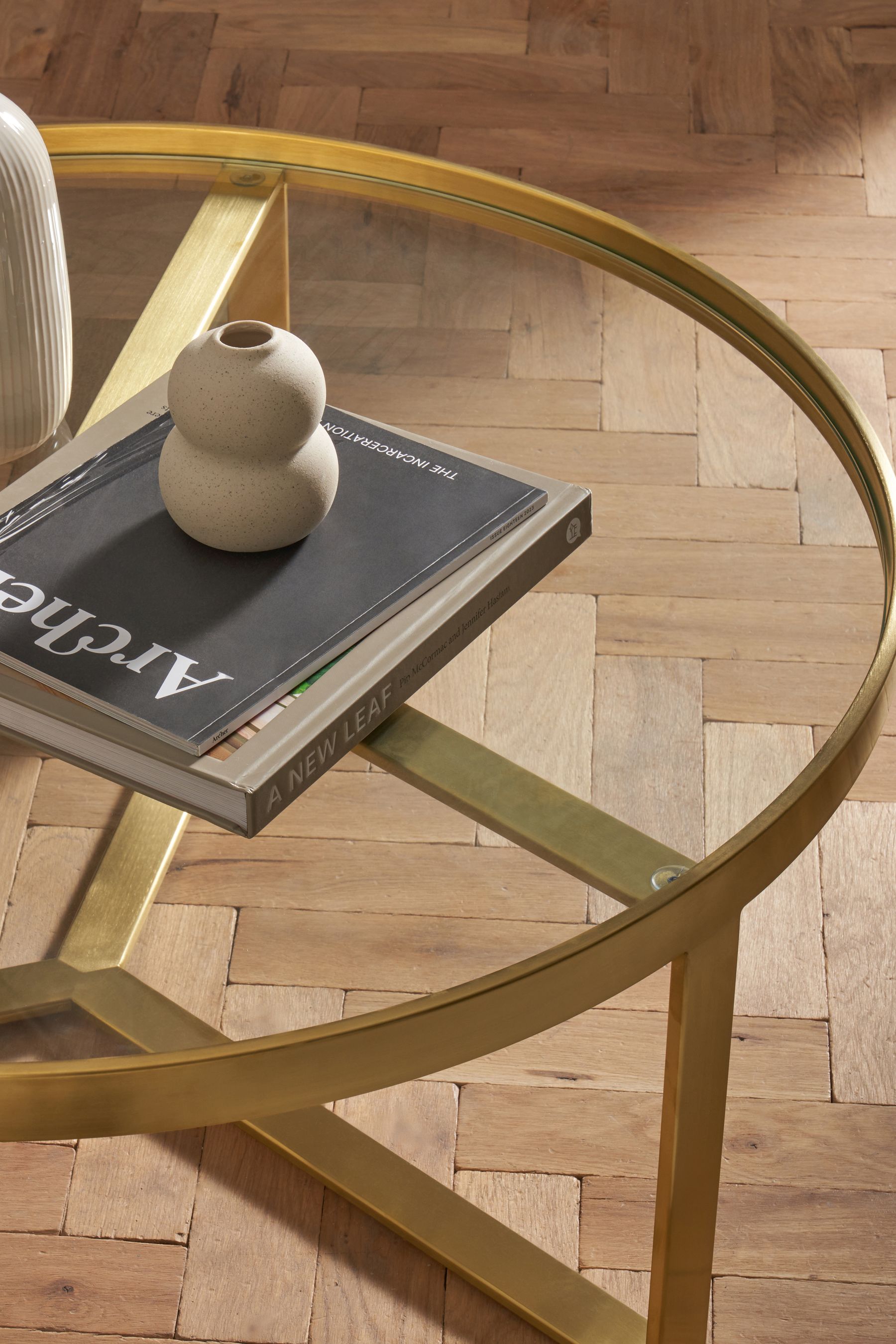 Buy Brushed Brass/Glass Aula Round Coffee Nest from the Next