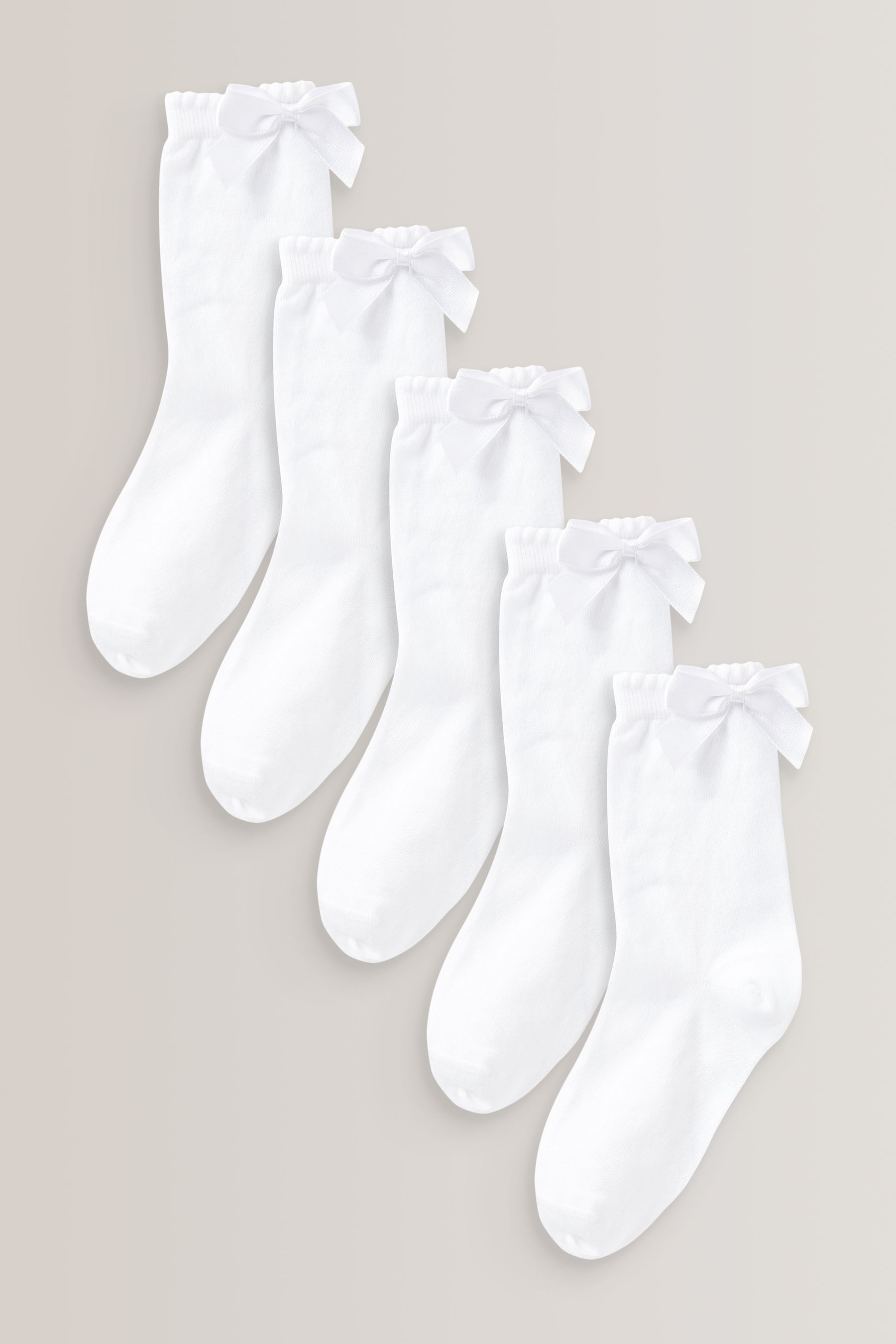 Buy White 5 Pack Cotton Rich Bow Ankle School Socks from the Next UK