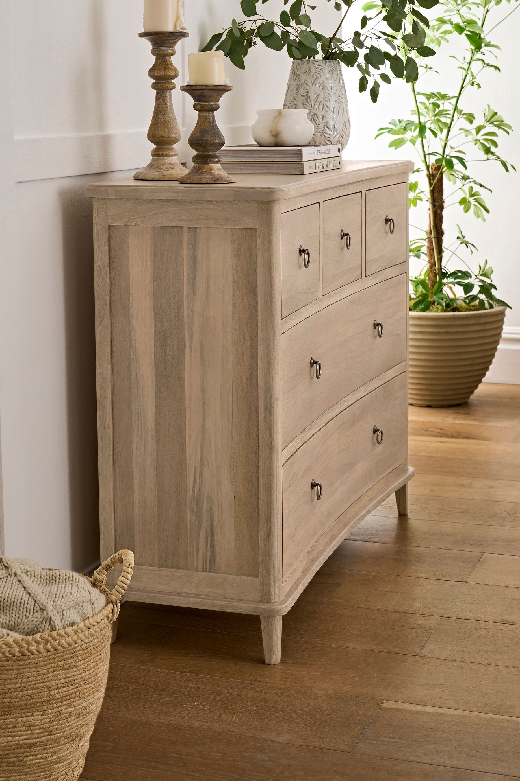 Buy Light Natural Sadie Mango Wood 5 Drawer Chest of Drawers from the Next UK online shop