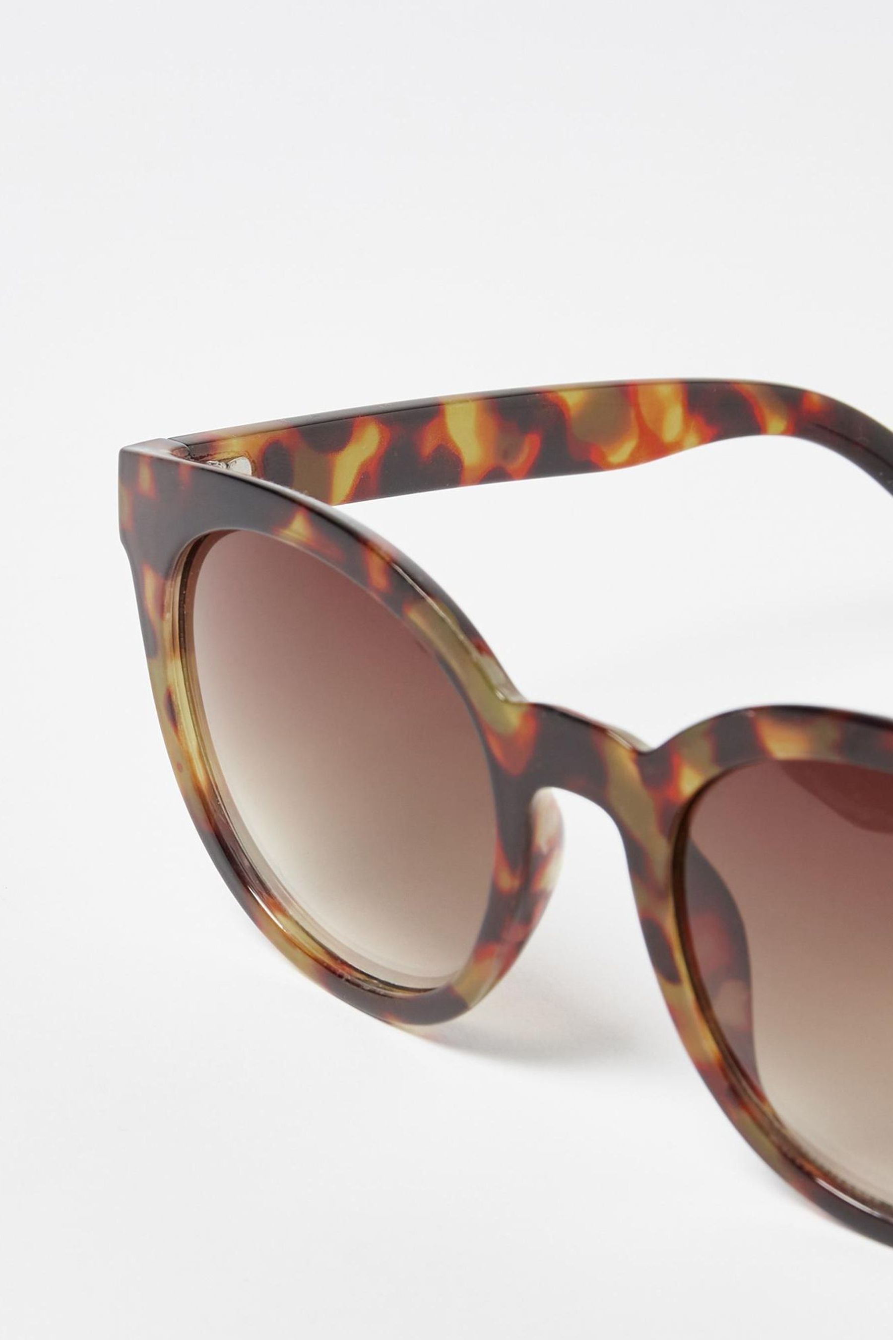 Buy Oliver Bonas Brown Preppy Tortoiseshell Round Sunglasses From The