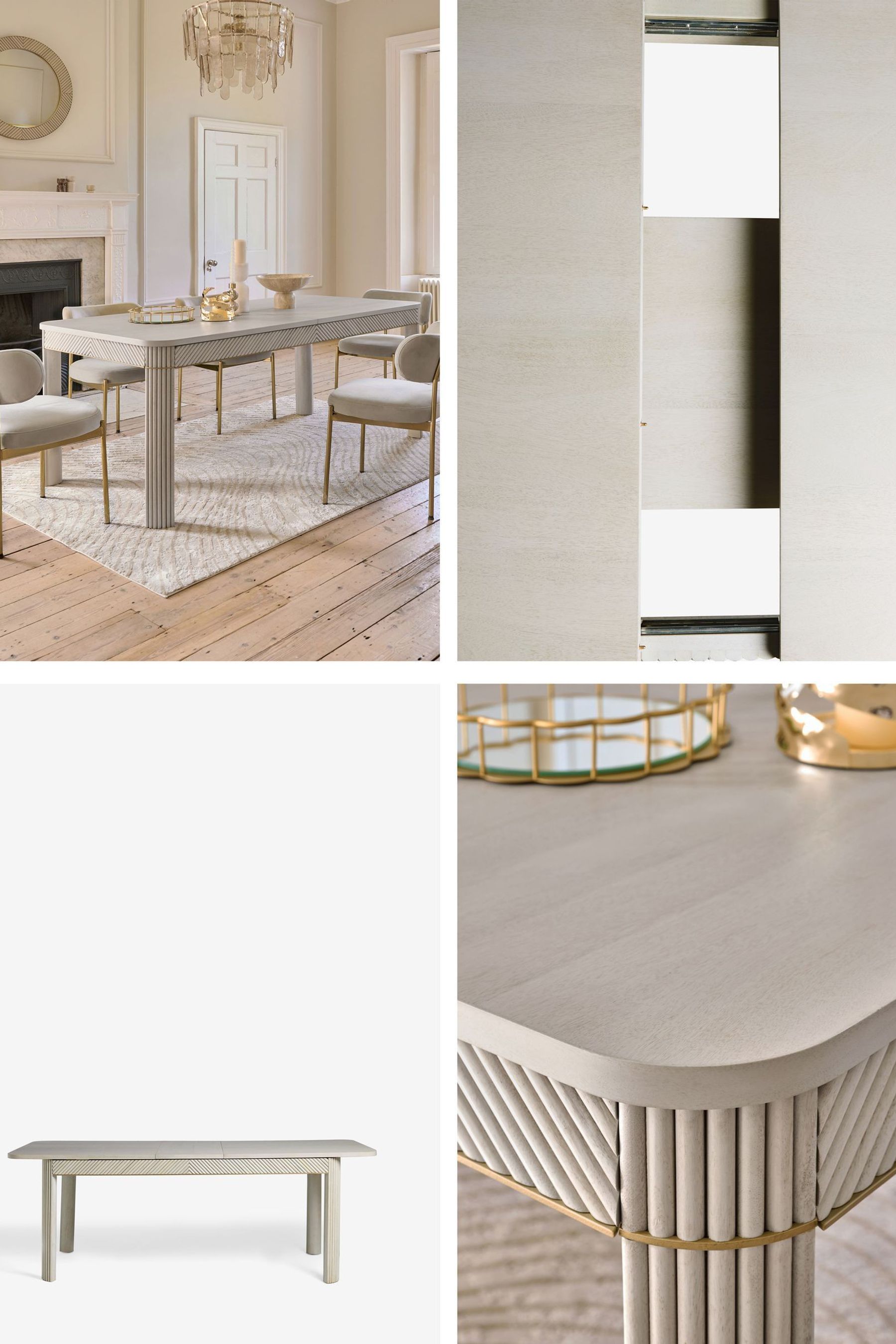 Buy Light Grey Valencia Mango Wood 6 to 8 Seat Extending Dining Table ...