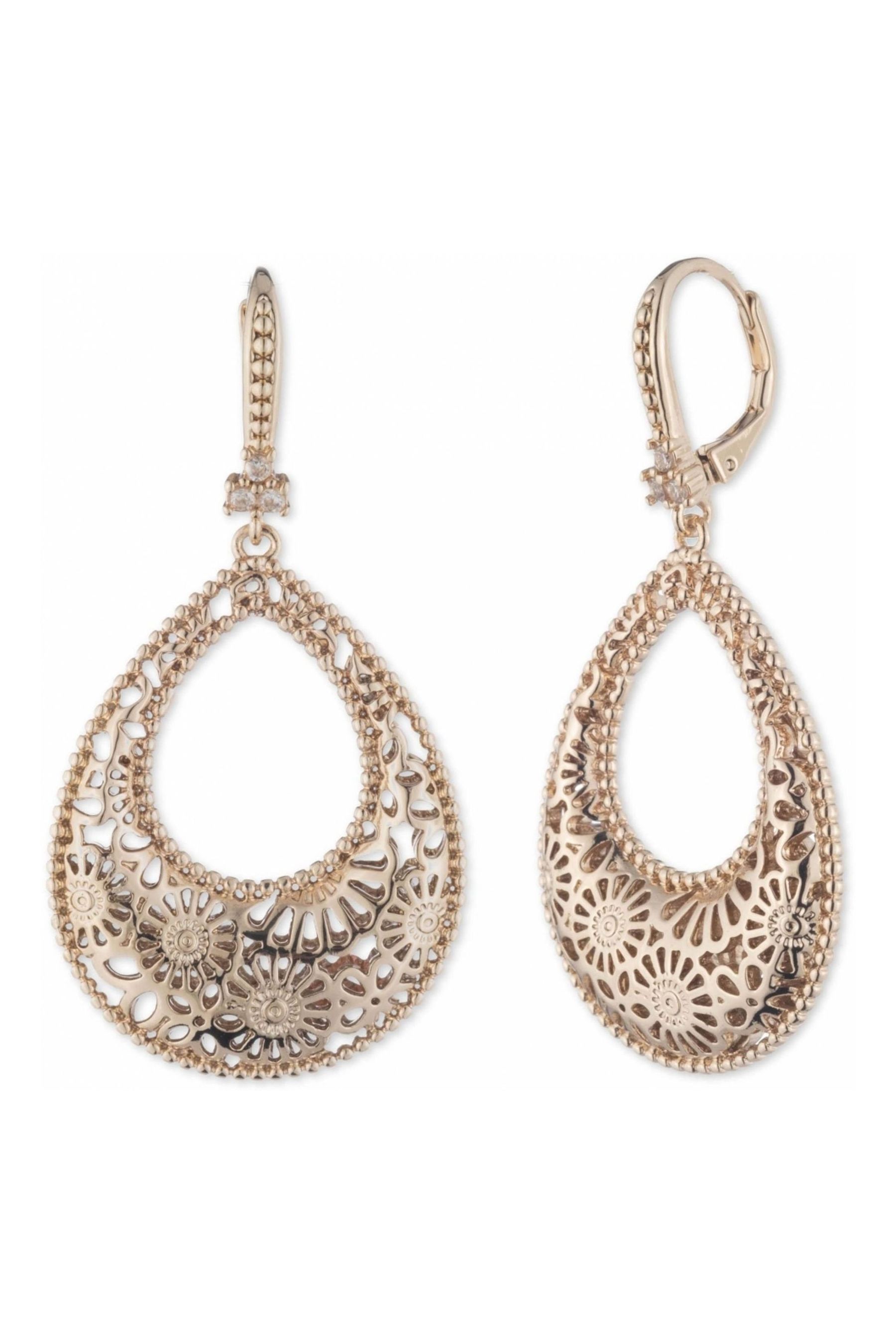 Buy Marchesa Jewellery Ladies Gold Tone Domed Open Filigree Drop